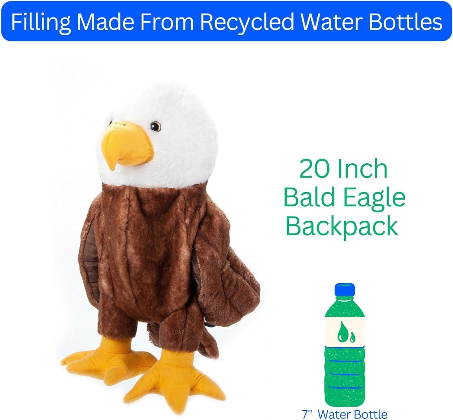 image:imageThe Petting Zoo Bald Eagle Stuffed Animal Plushie Backpack Gifts for Kids Wildlife Animal Toy Brown Bald Eagle Plush Toy Book Bag 20 inches