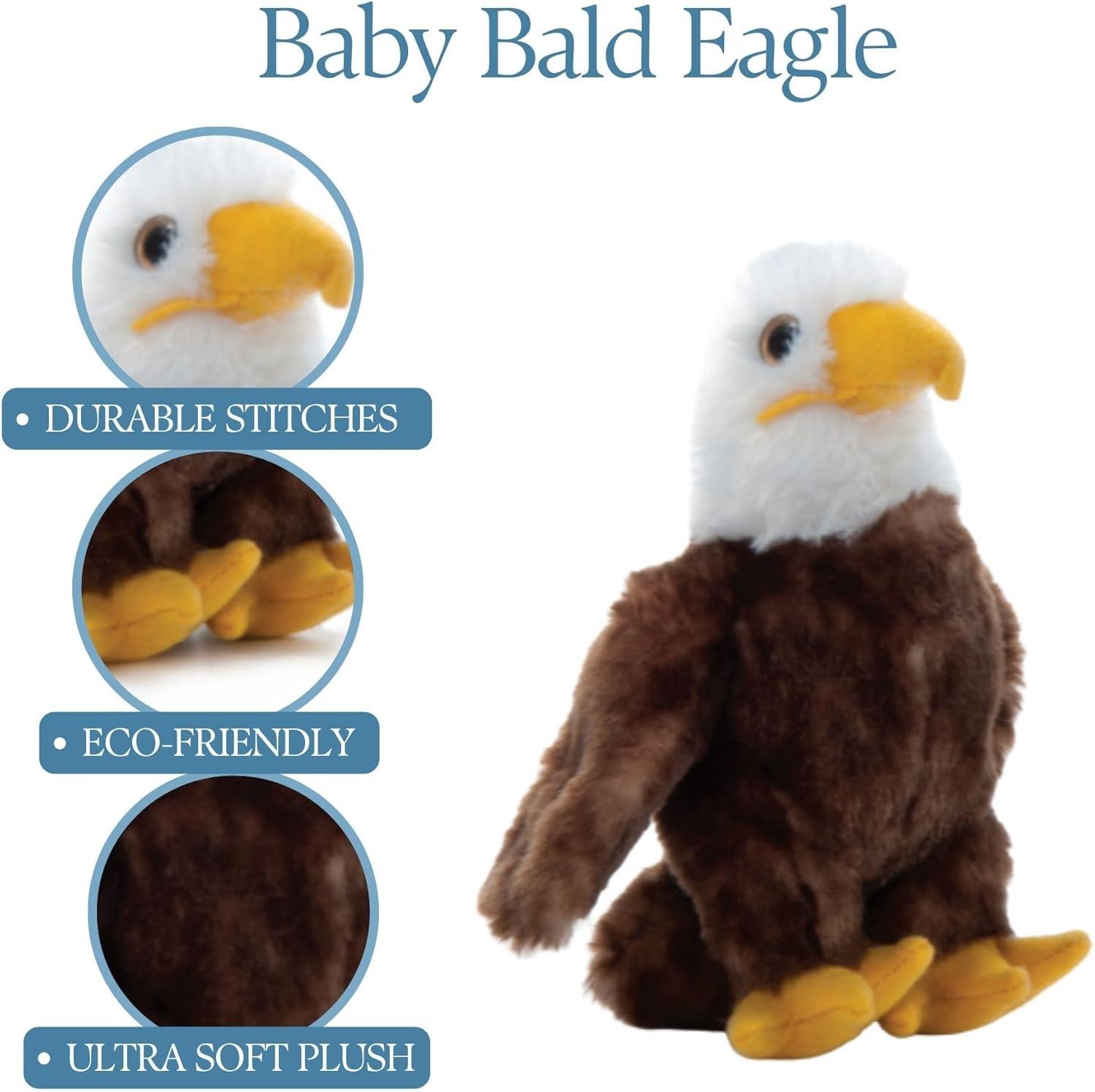 image:imageThe Petting Zoo Bald Eagle Stuffed Animal Plushie Gifts for Kids Wild Onez Babiez Zoo Animals Eagle Plush Toy 6 inches6 in Pack of 2
