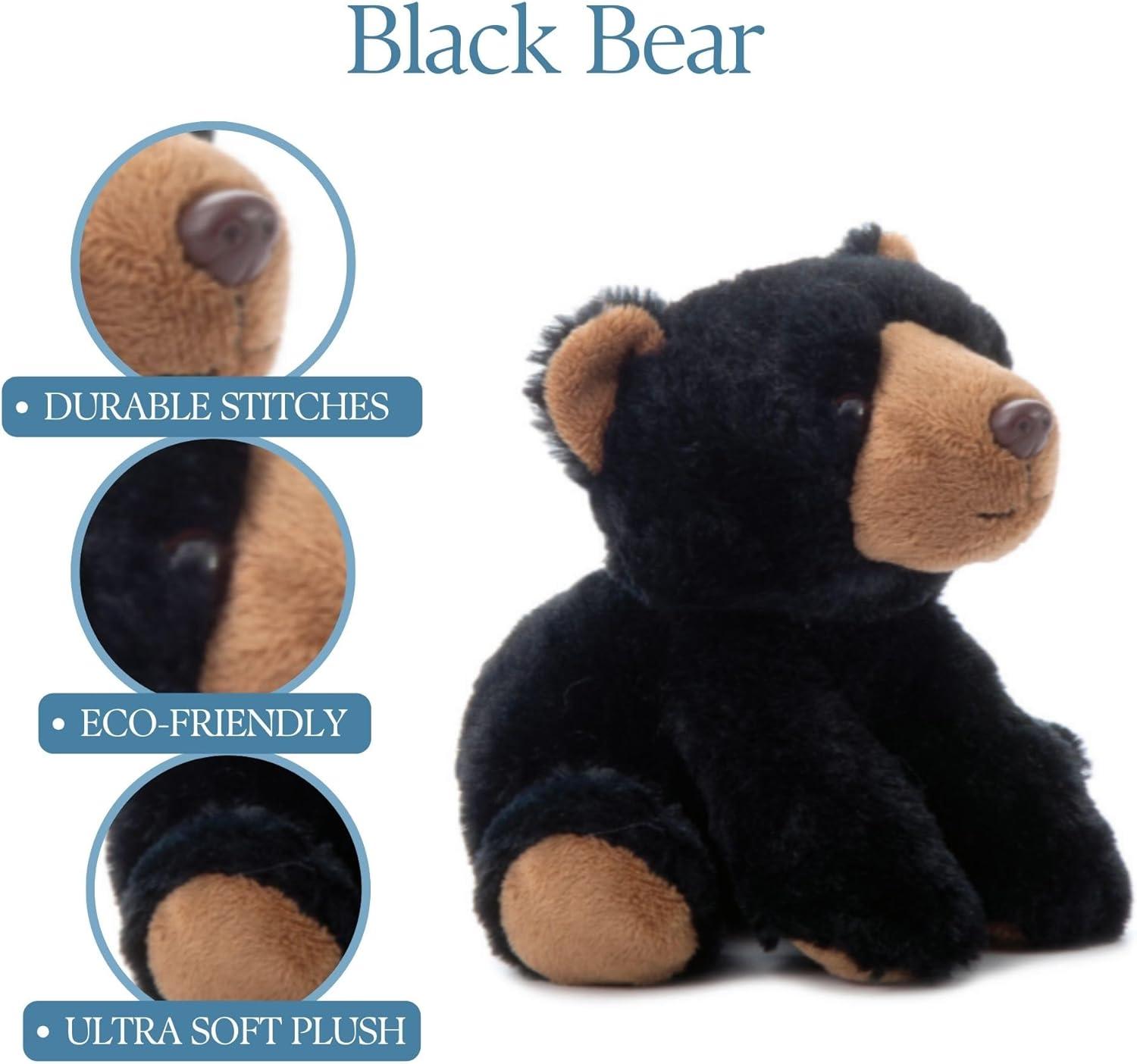 image:imageThe Petting Zoo Bear Stuffed Animal Gifts for Kids Wild Onez Zoo Animals Black Bear Plush Toy 9 inchesSmall Pack of 2