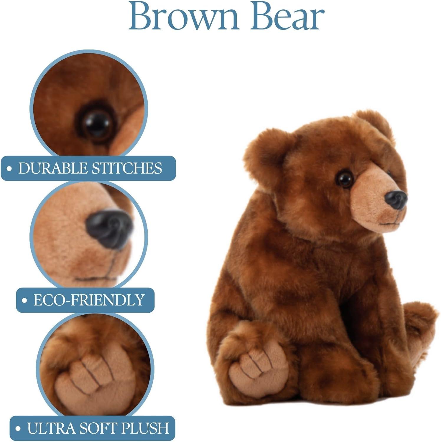 image:imageThe Petting Zoo Bear Stuffed Animal Gifts for Kids Wild Onez Zoo Animals Brown Bear Plush Toy 12 inches