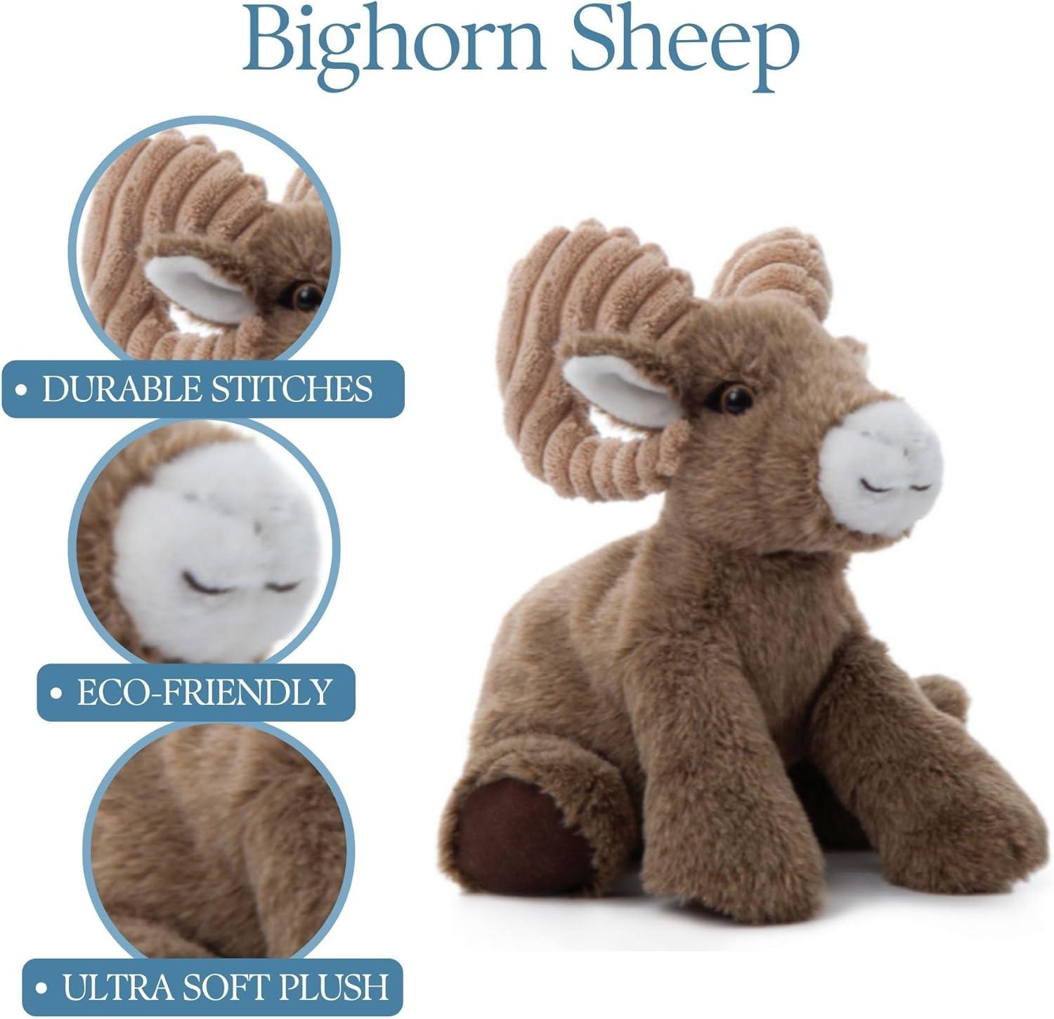 image:imageThe Petting Zoo Big Horn Sheep Stuffed Animal Plushie Gifts for Kids Wild Onez Wildlife Animals Sheep Plush Toy 9 inchesSmall Pack of 2