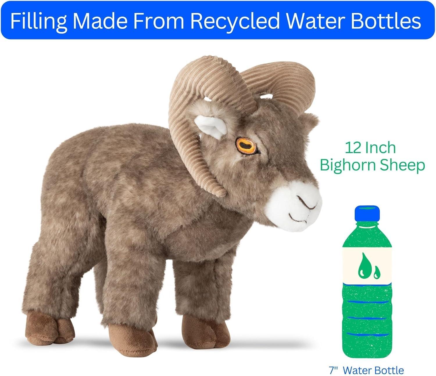 image:imageThe Petting Zoo Bighorn Sheep Stuffed Animal Plushie Gifts for Kids Earth Keeperz Wildlife Animals Zoologee Brown Bighorn Sheep Plush Toy 12 inches