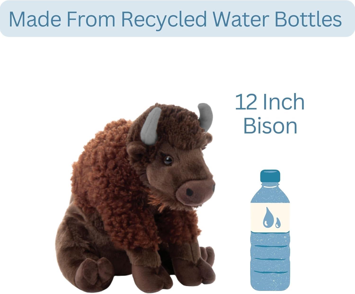 image:imageThe Petting Zoo Bison Stuffed Animal Gifts for Kids Wild Onez Zoo Animals Sitting Bison Plush Toy 12 inches