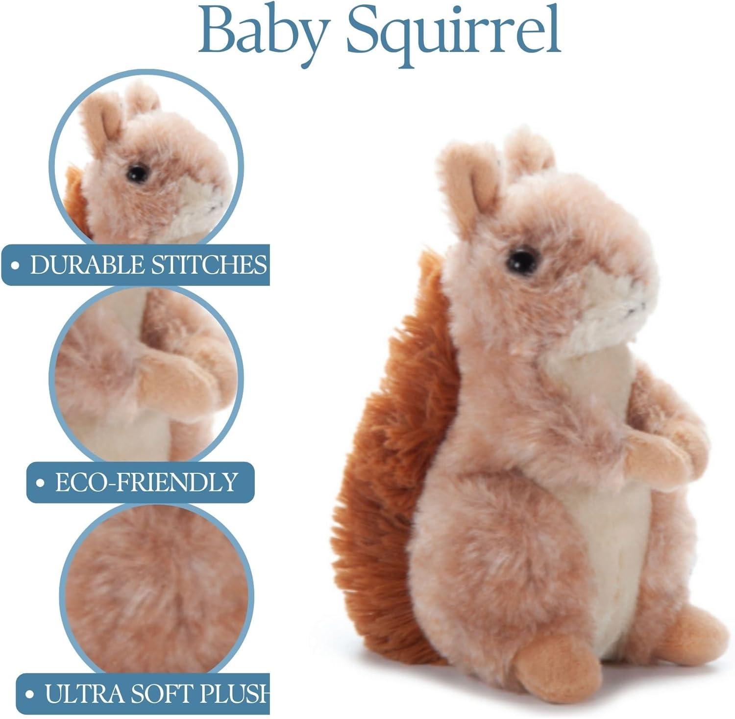 image:imageThe Petting Zoo Brown Squirrel Stuffed Animal Plushie Gifts for Kids Wild Onez Babiez Wildlife Animals Squirrel Plush Toy 6 inches