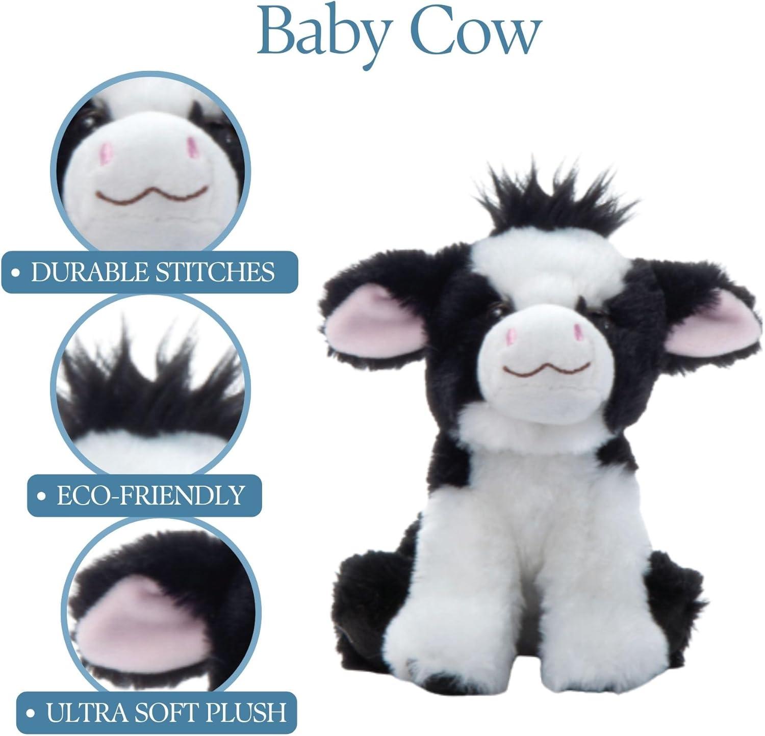 image:imageThe Petting Zoo Cow Stuffed Animal Plushie Gifts for Kids Wild Onez Babiez Farm Animals Cow Plush Toy 6 inches