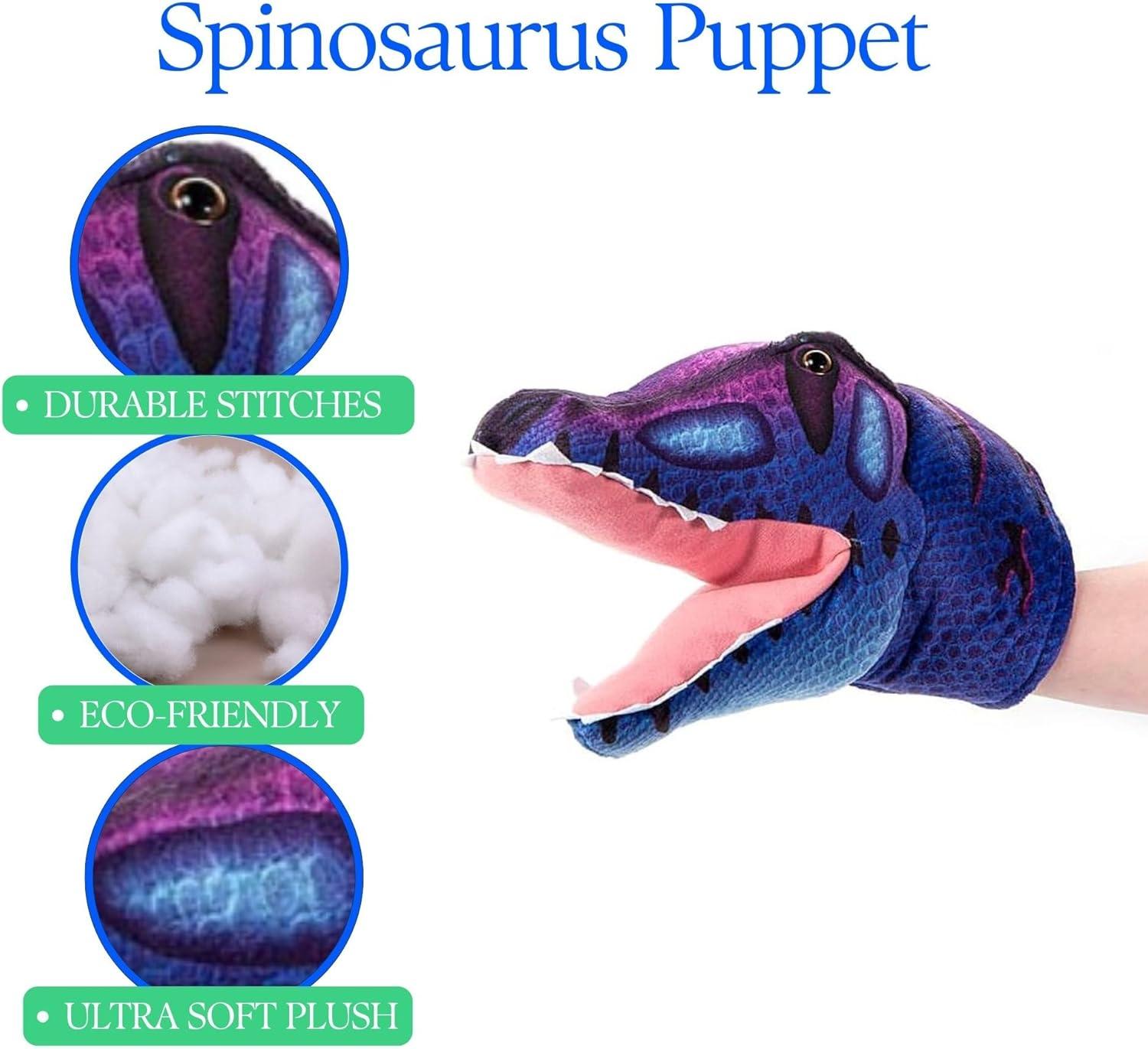 image:imageThe Petting Zoo Dinosaur Spinosaurus Stuffed Animal Plushie Gifts for Kids Puppetz Animals Blue Spinosaurus Plush Toy 12 Inches