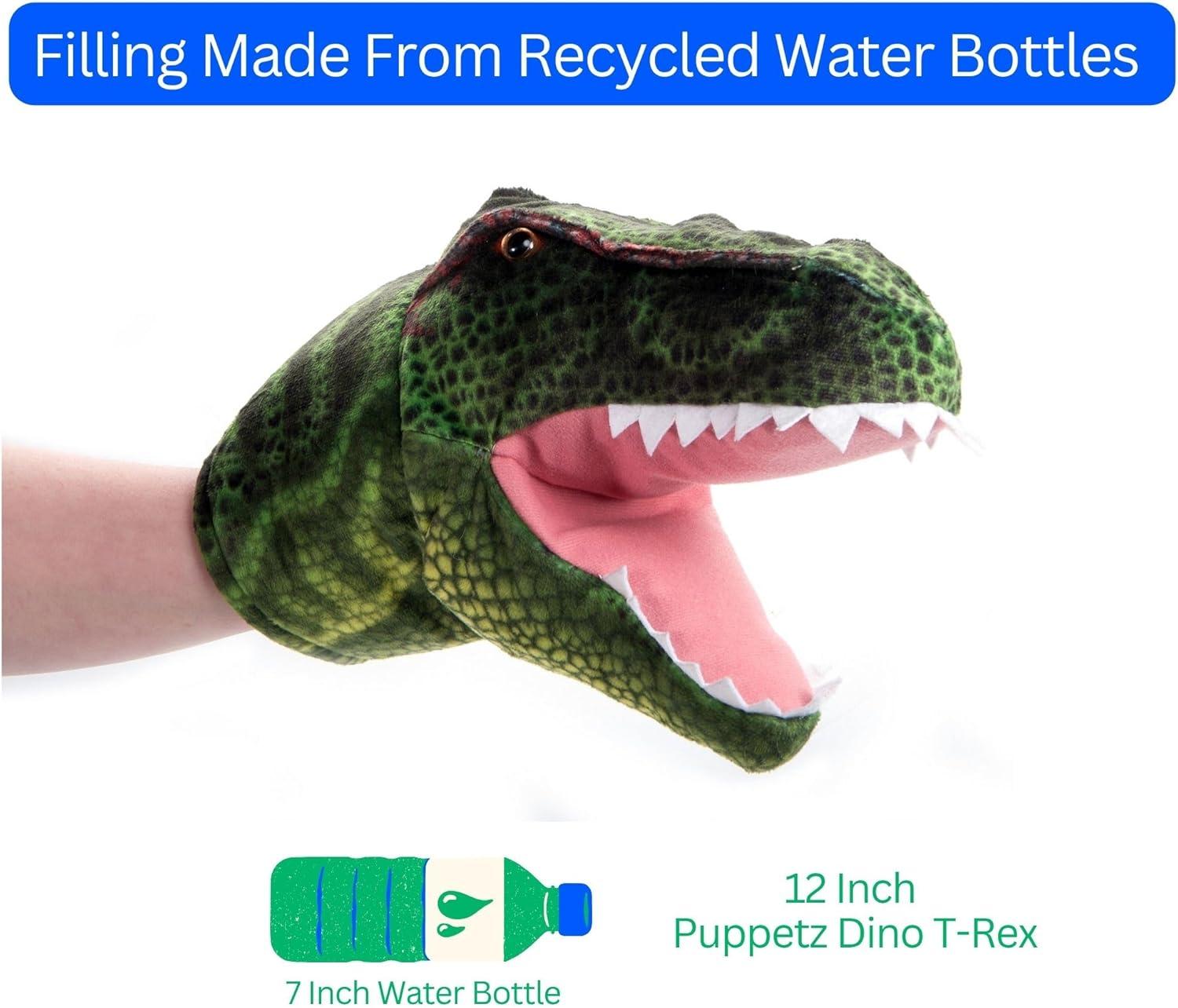 image:imageThe Petting Zoo Dinosaur TRex Stuffed Animal Plushie Gifts for Kids Puppetz Animals Green TRex Plush Toy 12 Inches