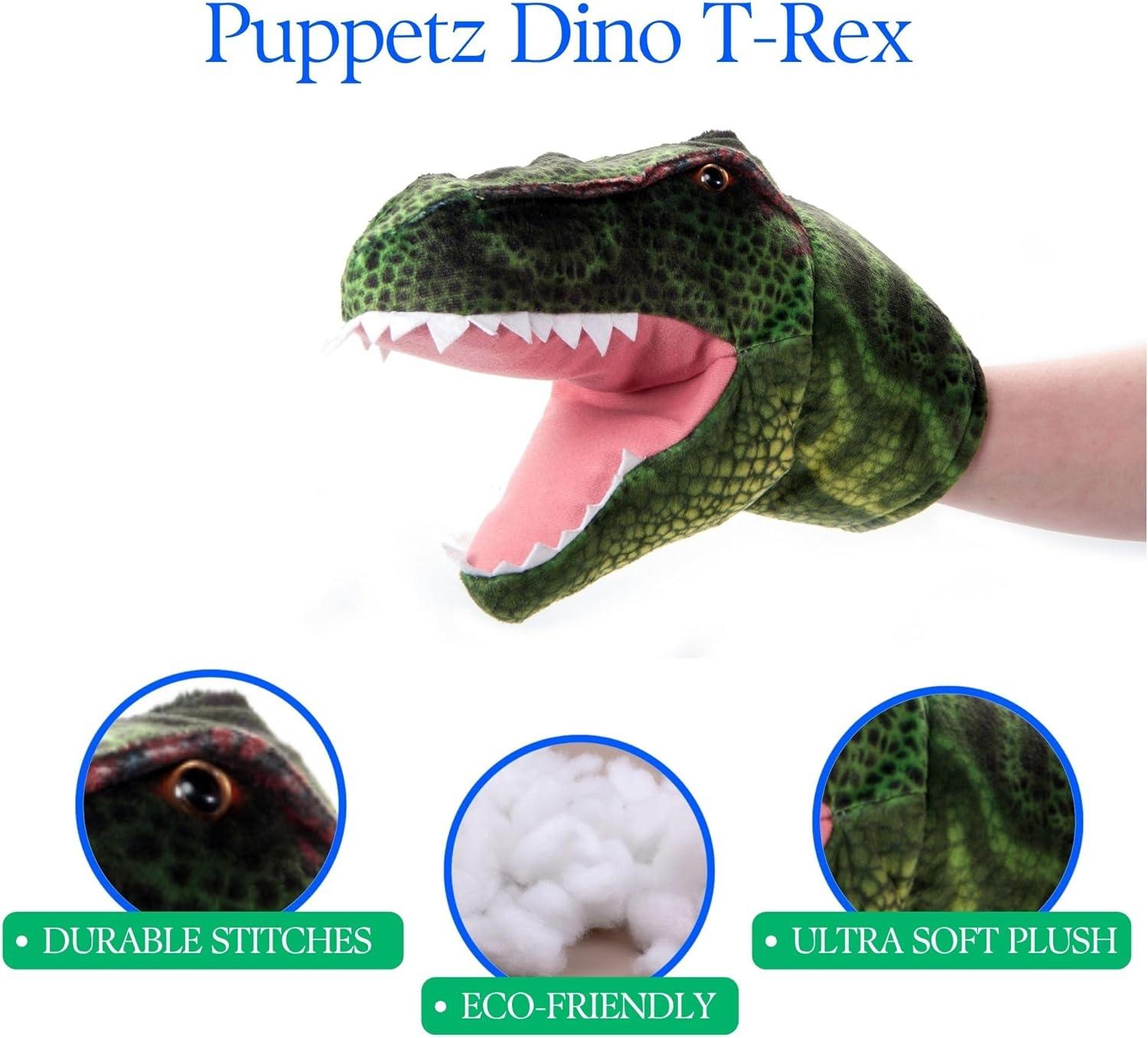 image:imageThe Petting Zoo Dinosaur TRex Stuffed Animal Plushie Gifts for Kids Puppetz Animals Green TRex Plush Toy 12 Inches