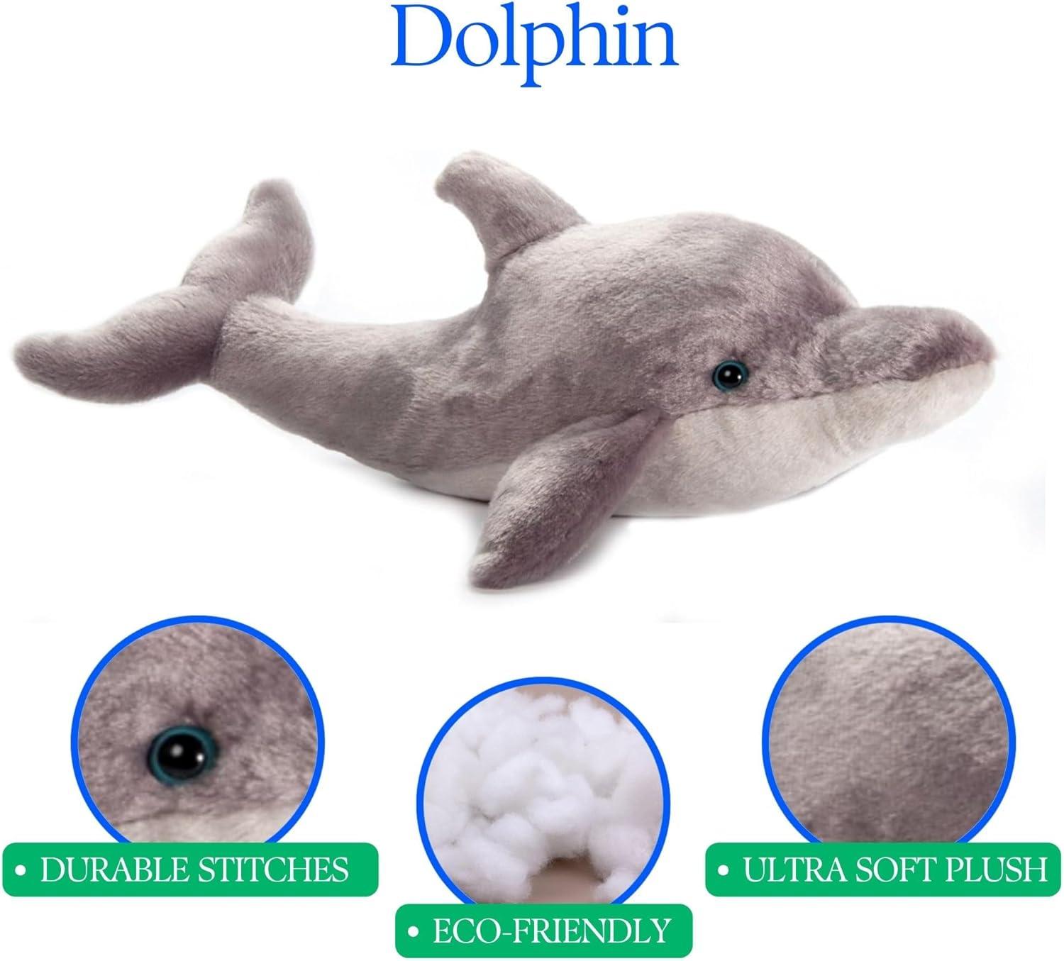 image:imageThe Petting Zoo Dolphin Stuffed Animal Plushie Gifts for Kids Wild Onez Sealife Animals Dolphin Plush Toy 21 inches