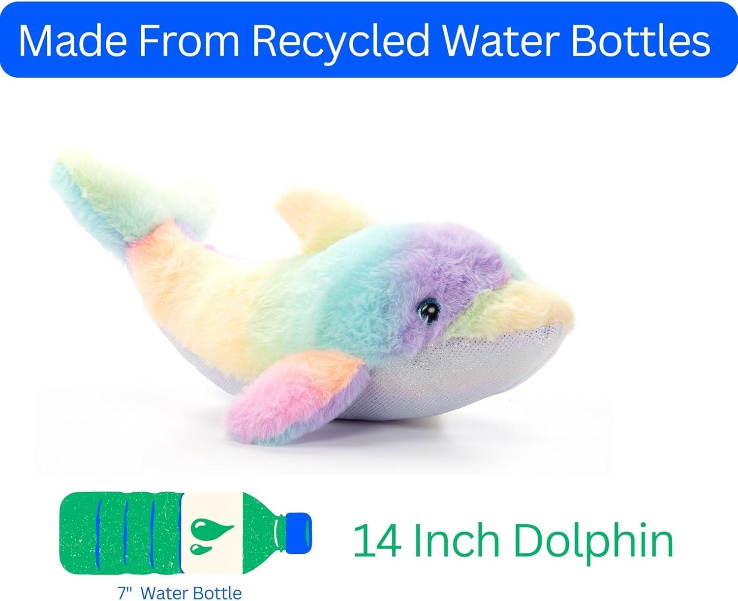 image:imageThe Petting Zoo Dolphin Stuffed Animal Plushie Ombrez Animals Rainbow Dolphin Plush Toy 14 inches