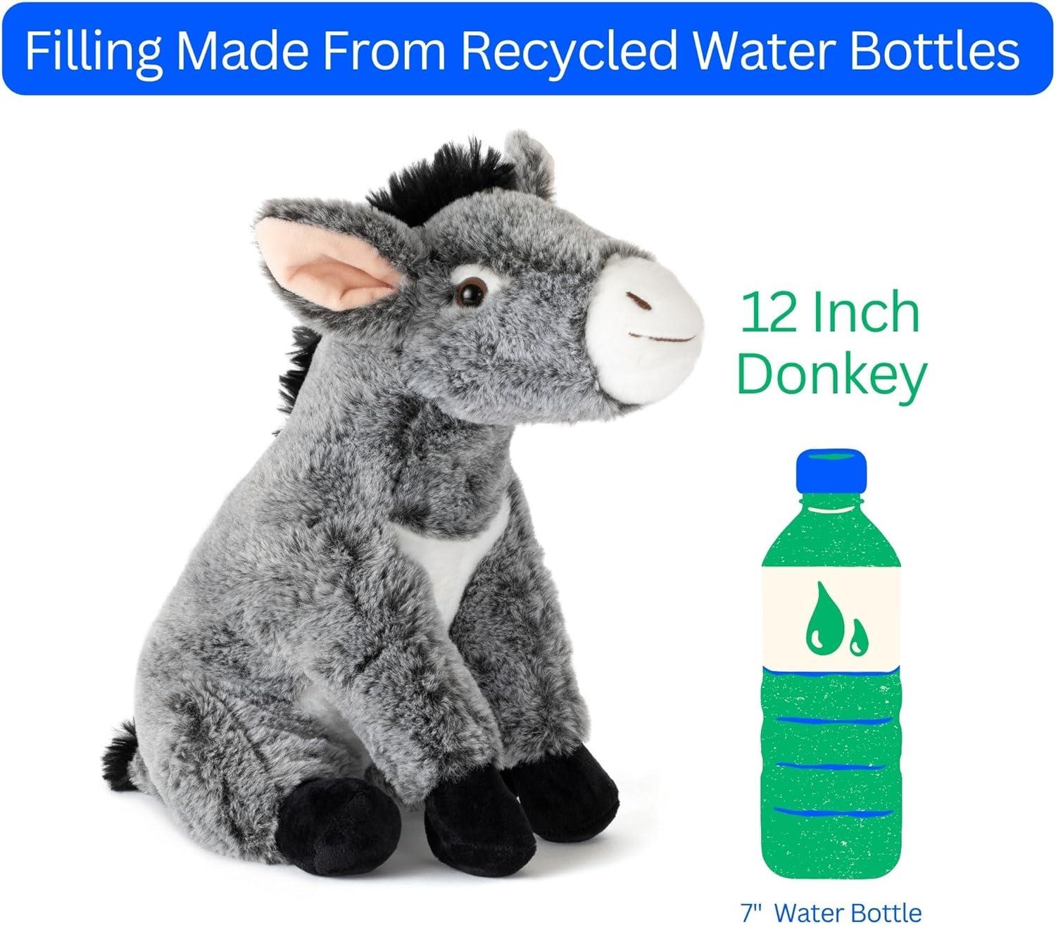 image:imageThe Petting Zoo Donkey Stuffed Animal Plushie Gifts for Kids Wild Onez Farm Animals Donkey Plush Toy 12 Inches