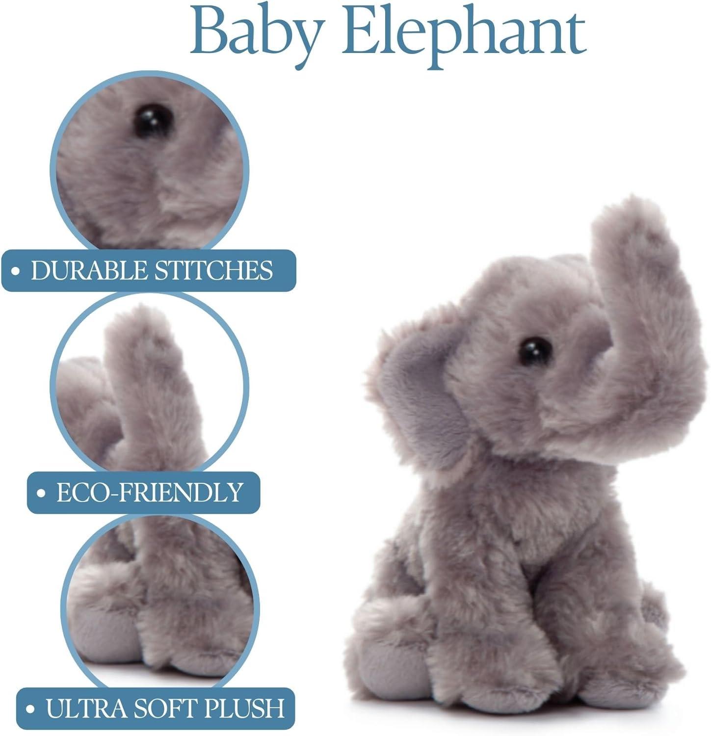 image:imageThe Petting Zoo Elephant Stuffed Animal Plushie Gifts for Kids Wild Onez Babiez Wildlife Animals Elephant Plush Toy 6 Inches