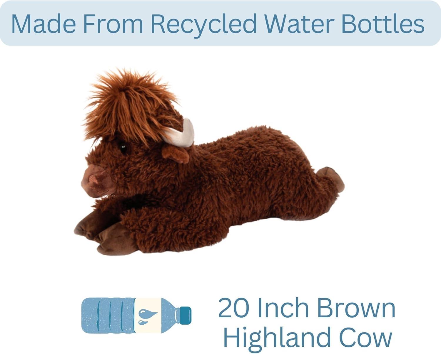image:imageThe Petting Zoo Floppy Highland Cow Plushie Stuffed Animal Gifts for Kids Wild Onez Wildlife Animals Brown Cow Plush Toy 24 inches