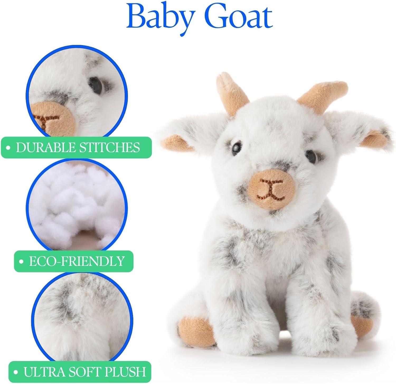 image:imageThe Petting Zoo Goat Stuffed Animal Plushie Gifts for Kids Wild Onez Babiez Farm Animals Goat Plush Toy 6 inches6 in