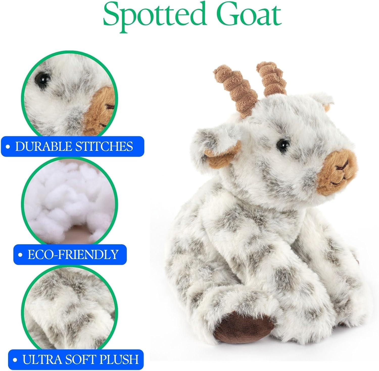 image:imageThe Petting Zoo Goat Stuffed Animal Plushie Gifts for Kids Wild Onez Wildlife Barn Animals Goat Plush Toy 9 inches