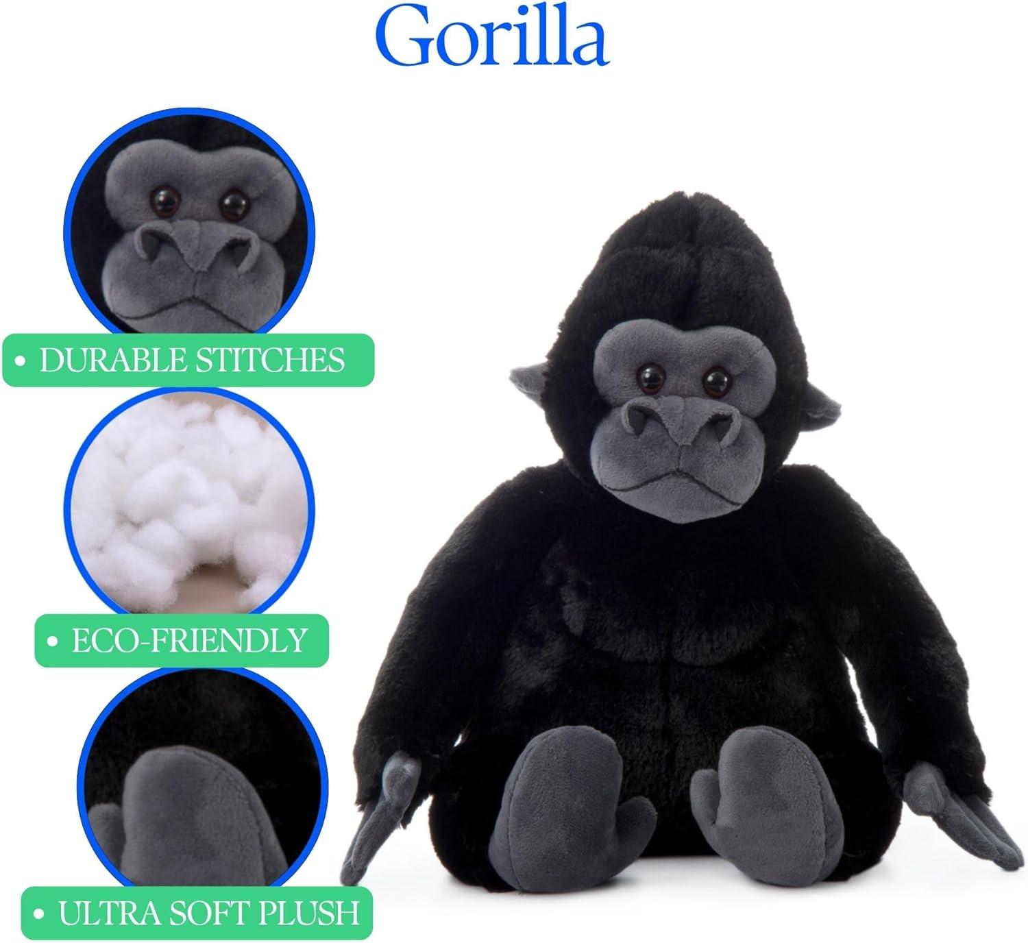 image:imageThe Petting Zoo Gorilla Stuffed Animal Gifts for Kids Wild Onez Zoo Animals Gorilla Plush Toy 12 inches