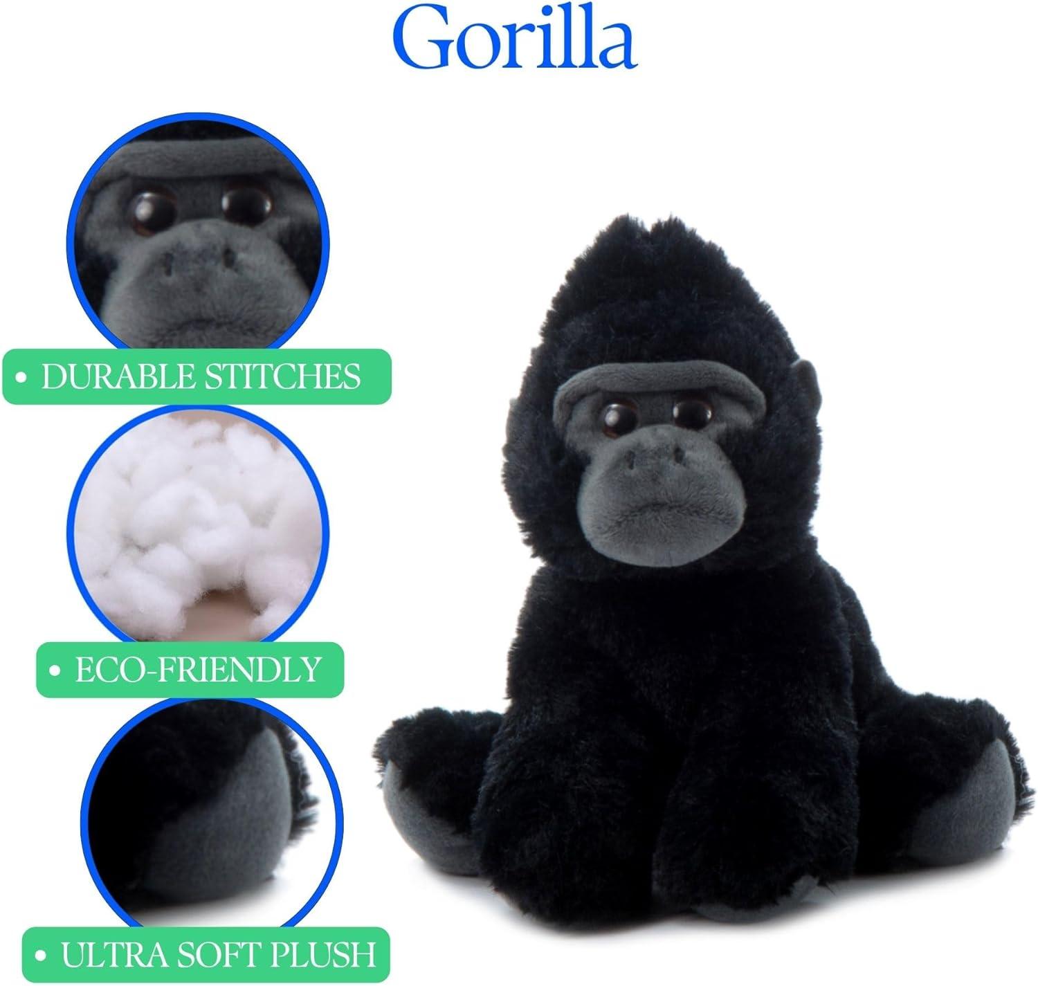 image:imageThe Petting Zoo Gorilla Stuffed Animal Gifts for Kids Wild Onez Zoo Animals Gorilla Plush Toy 9 inches