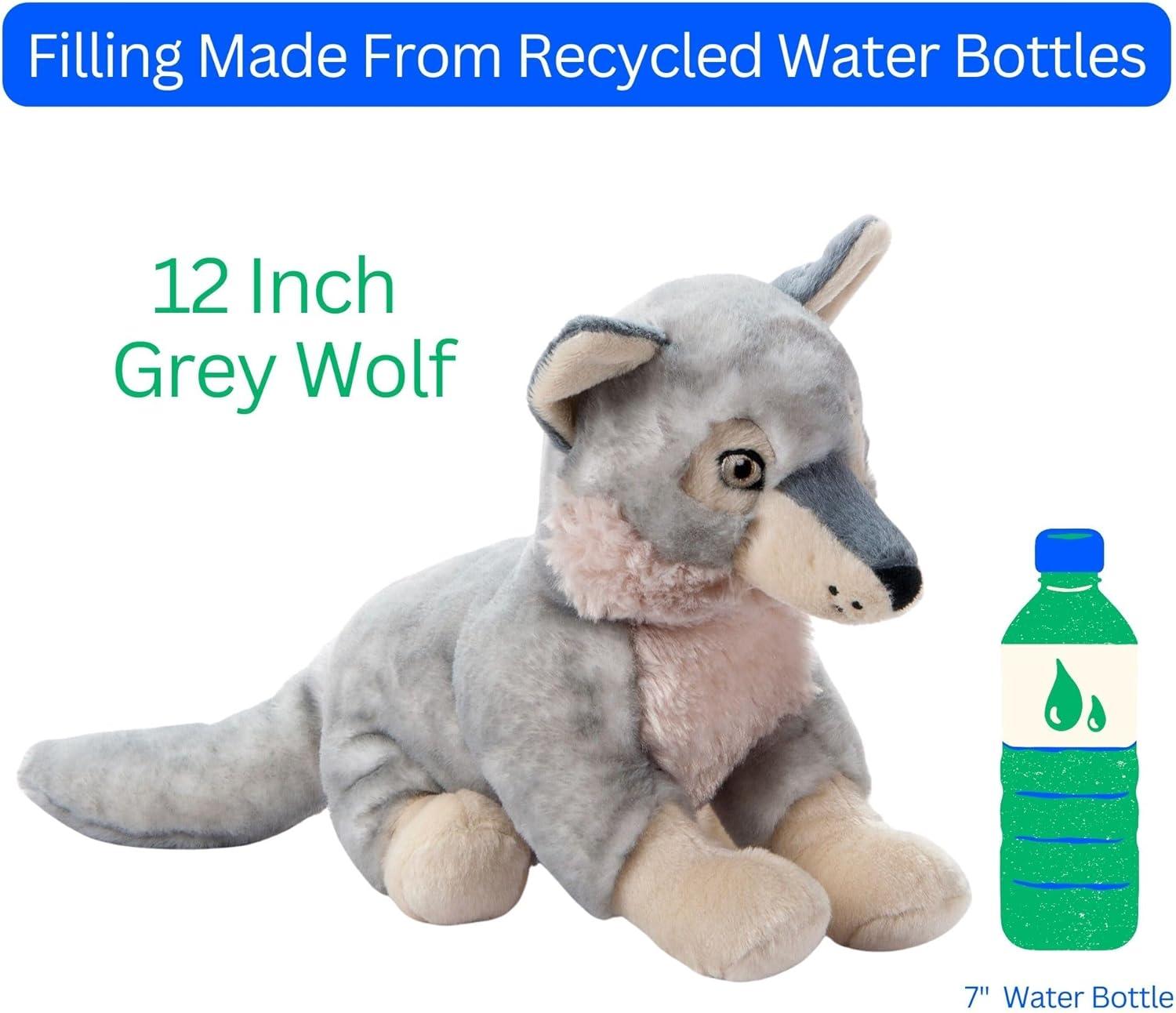 image:imageThe Petting Zoo Grey Wolf Stuffed Animal Plushie Gifts for Kids Earth Keeperz Wildlife Animals Zoologee Grey Wolf Plush Toy 12 inches