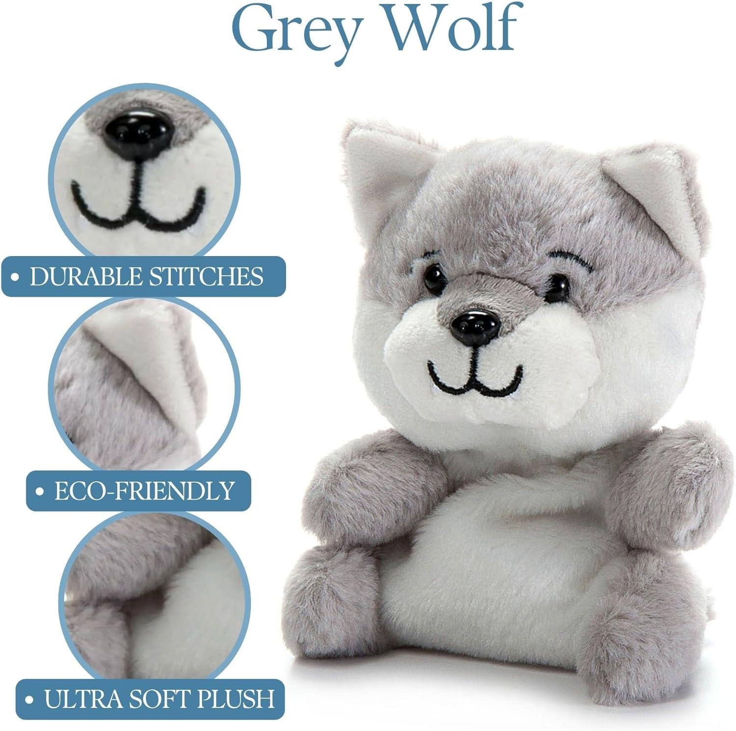 image:imageThe Petting Zoo Grey Wolf Stuffed Animal Plushie Gifts for Kids Nuggetz Wildlife Animals Wolf Plush Toy 6 inches