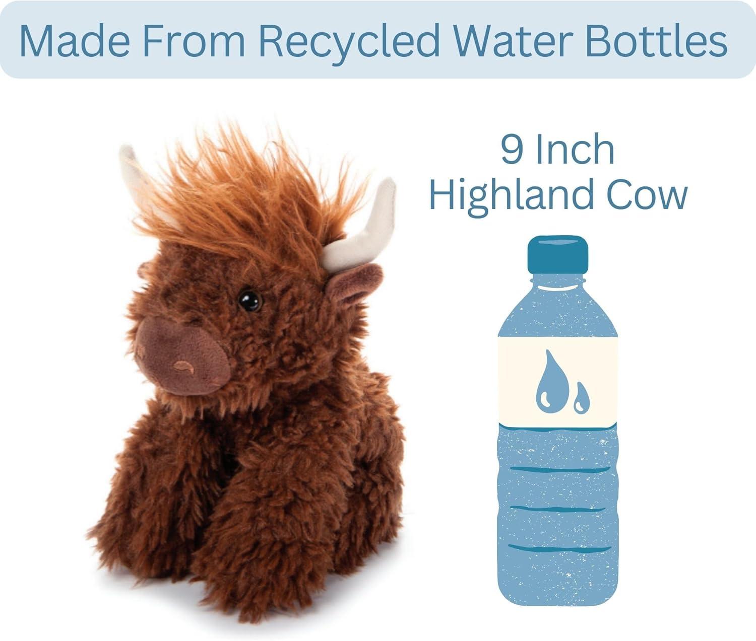 image:imageThe Petting Zoo Highland Cow Plushie Stuffed Animal Gifts for Kids Wild Onez Wildlife Animals Brown Cow Plush Toy 9 inches