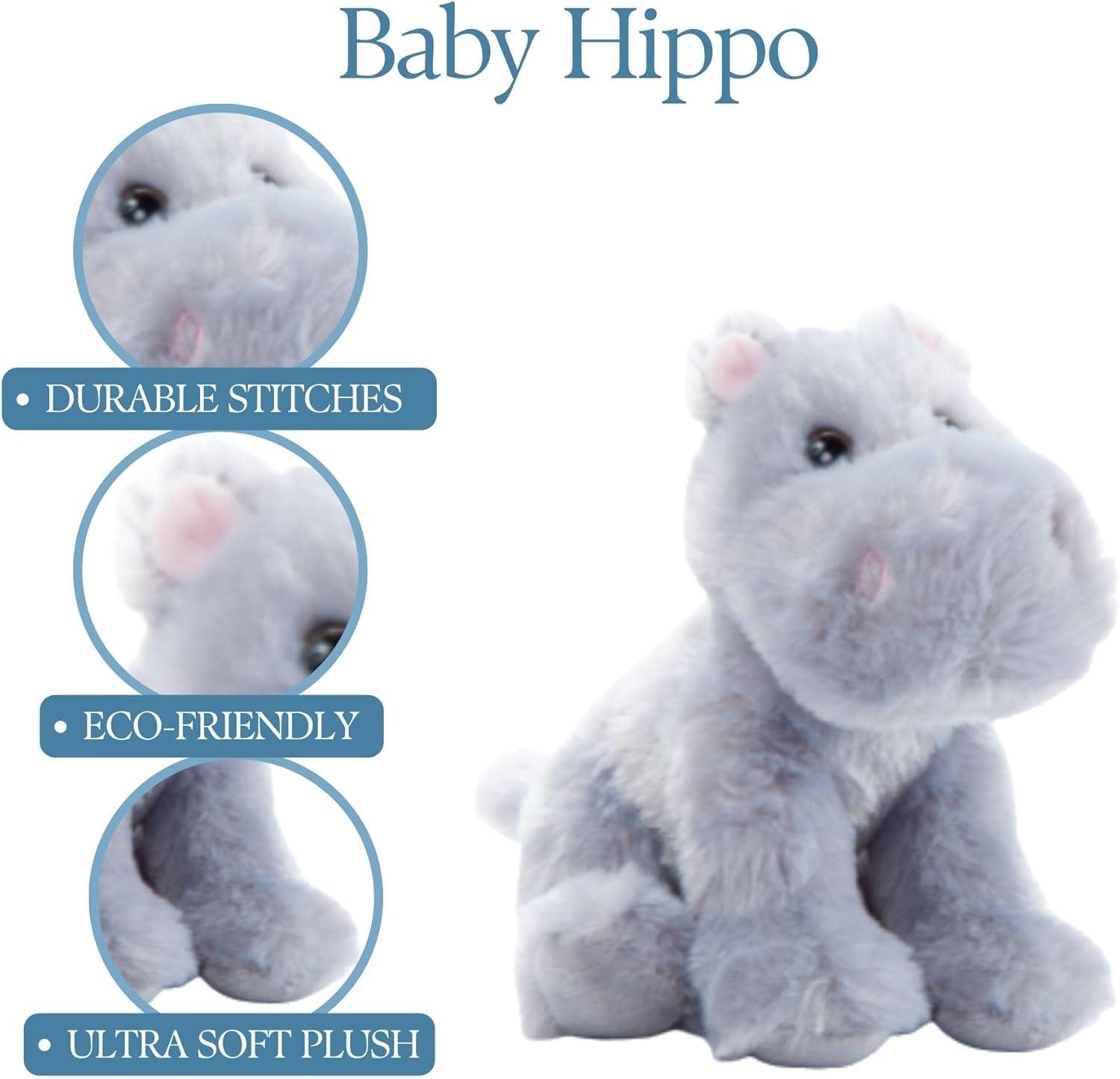 image:imageThe Petting Zoo Hippo Stuffed Animal Plushie Gifts for Kids Wild Onez Babiez Zoo Animals Hippo Plush Toy 6 inches