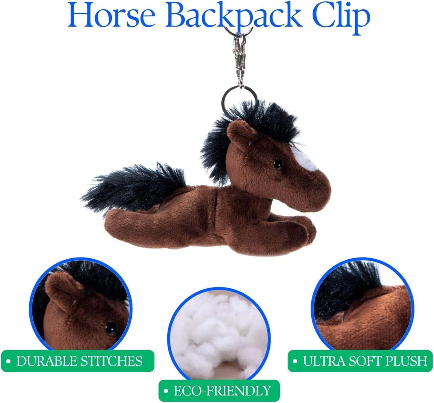 image:imageThe Petting Zoo Horse Stuffed Animal Plushie Gifts for Kids Backpack Clips Animals Brown Horse Plush Toy 5 inches