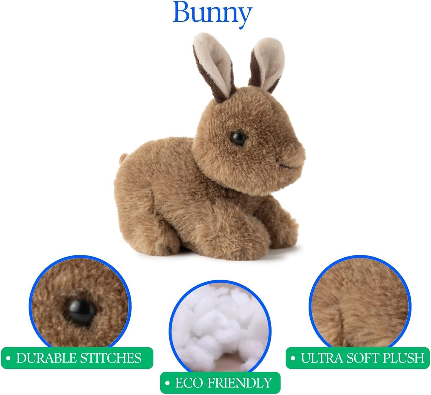 image:imageThe Petting Zoo Rabbit Stuffed Animal Plushie Gifts for Kids Wild Onez Babiez Wildlife Animals Brown Bunny Plush Toy 6 inches
