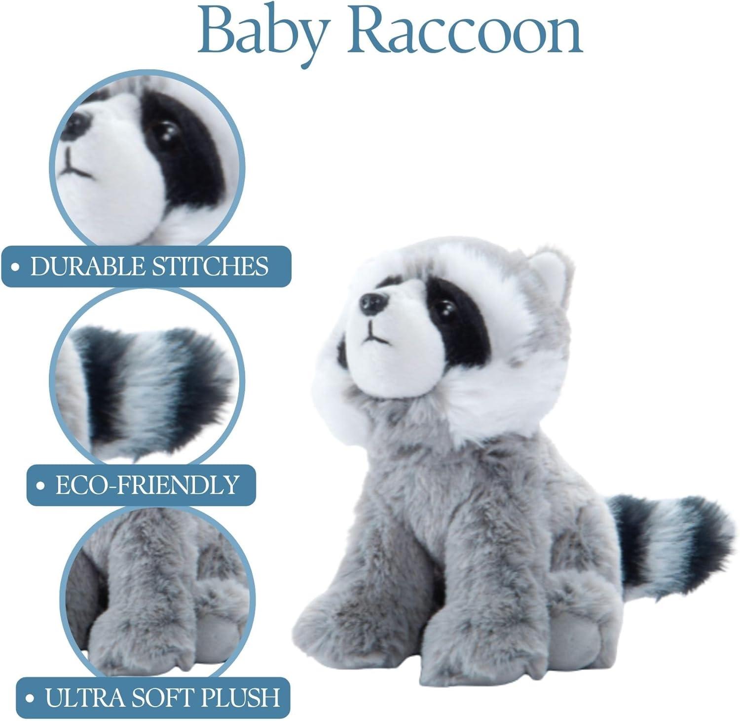 image:imageThe Petting Zoo Raccoon Stuffed Animal Plushie Gifts for Kids Wild Onez Babiez Zoo Animals Raccoon Plush Toy 6 inches