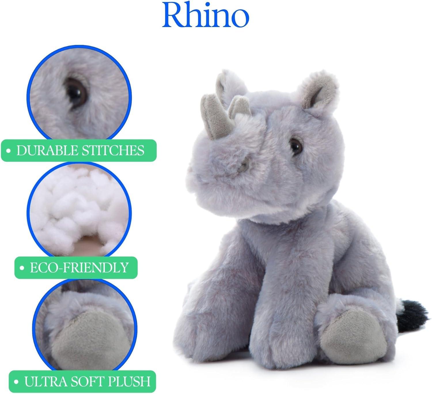 image:imageThe Petting Zoo Rhino Stuffed Animal Gifts for Kids Wild Onez Zoo Animals Rhino Plush Toy 9 inches