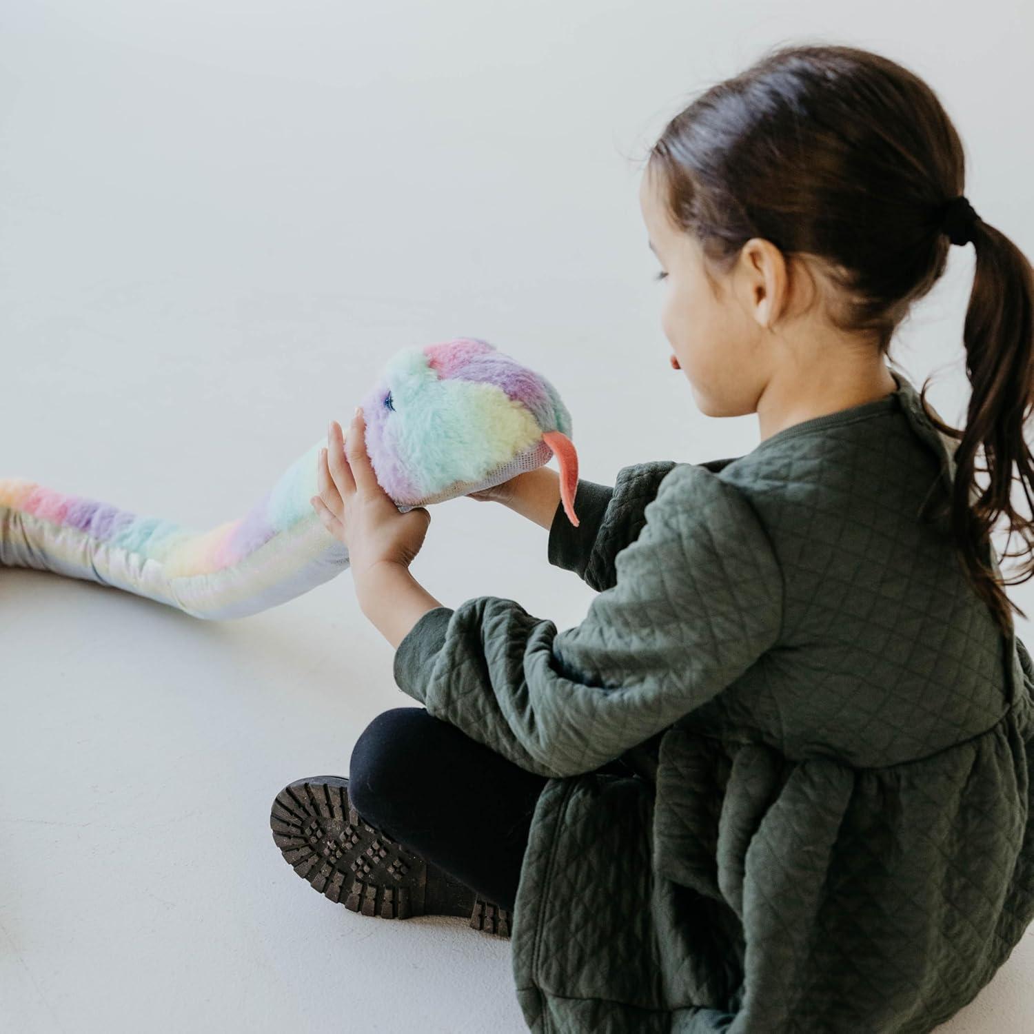 image:imageThe Petting Zoo Snake Stuffed Animal Plushie Ombrez Zoo Animals Rainbow Snake Plush Toy 54 inches