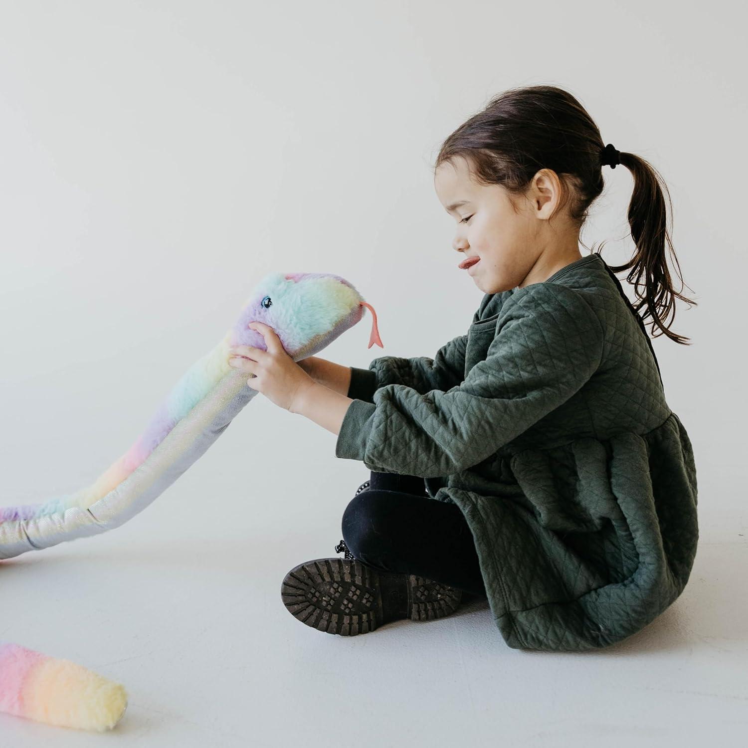 image:imageThe Petting Zoo Snake Stuffed Animal Plushie Ombrez Zoo Animals Rainbow Snake Plush Toy 54 inches