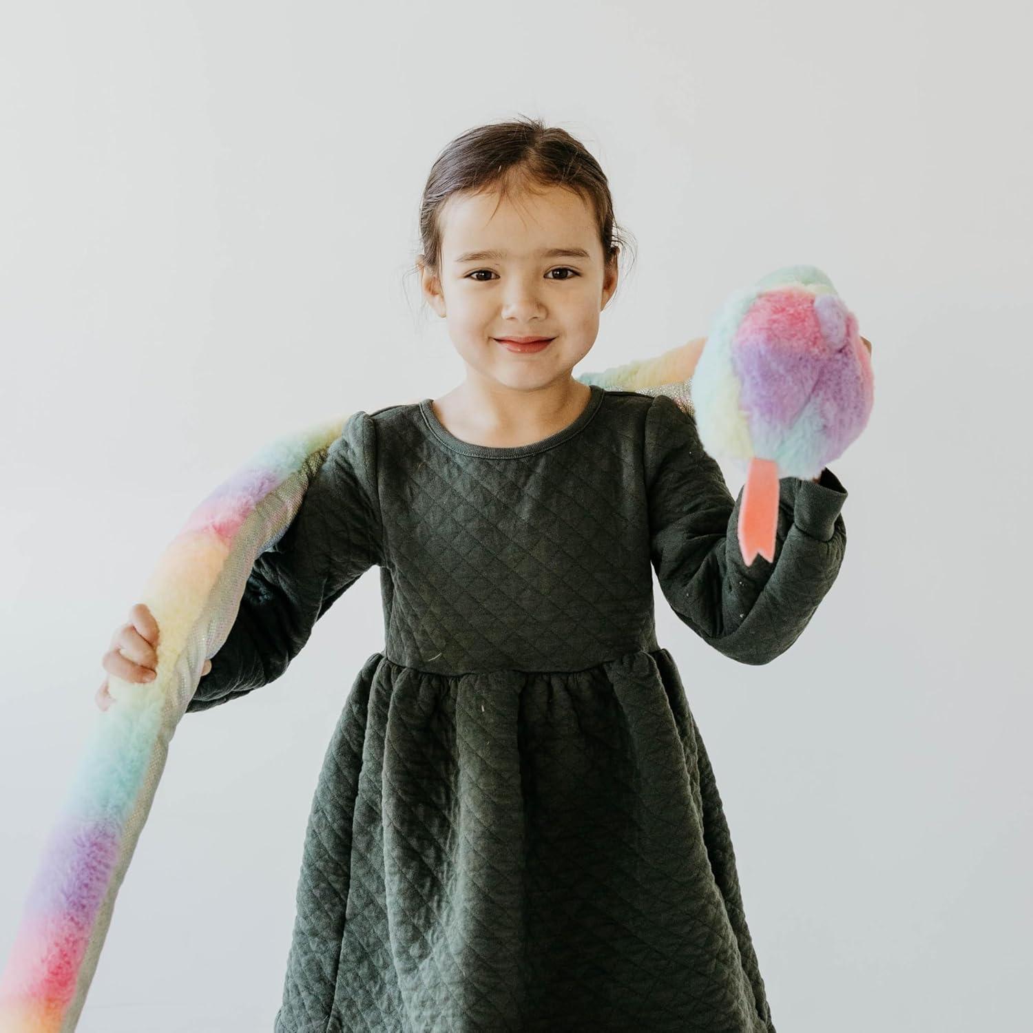 image:imageThe Petting Zoo Snake Stuffed Animal Plushie Ombrez Zoo Animals Rainbow Snake Plush Toy 54 inches