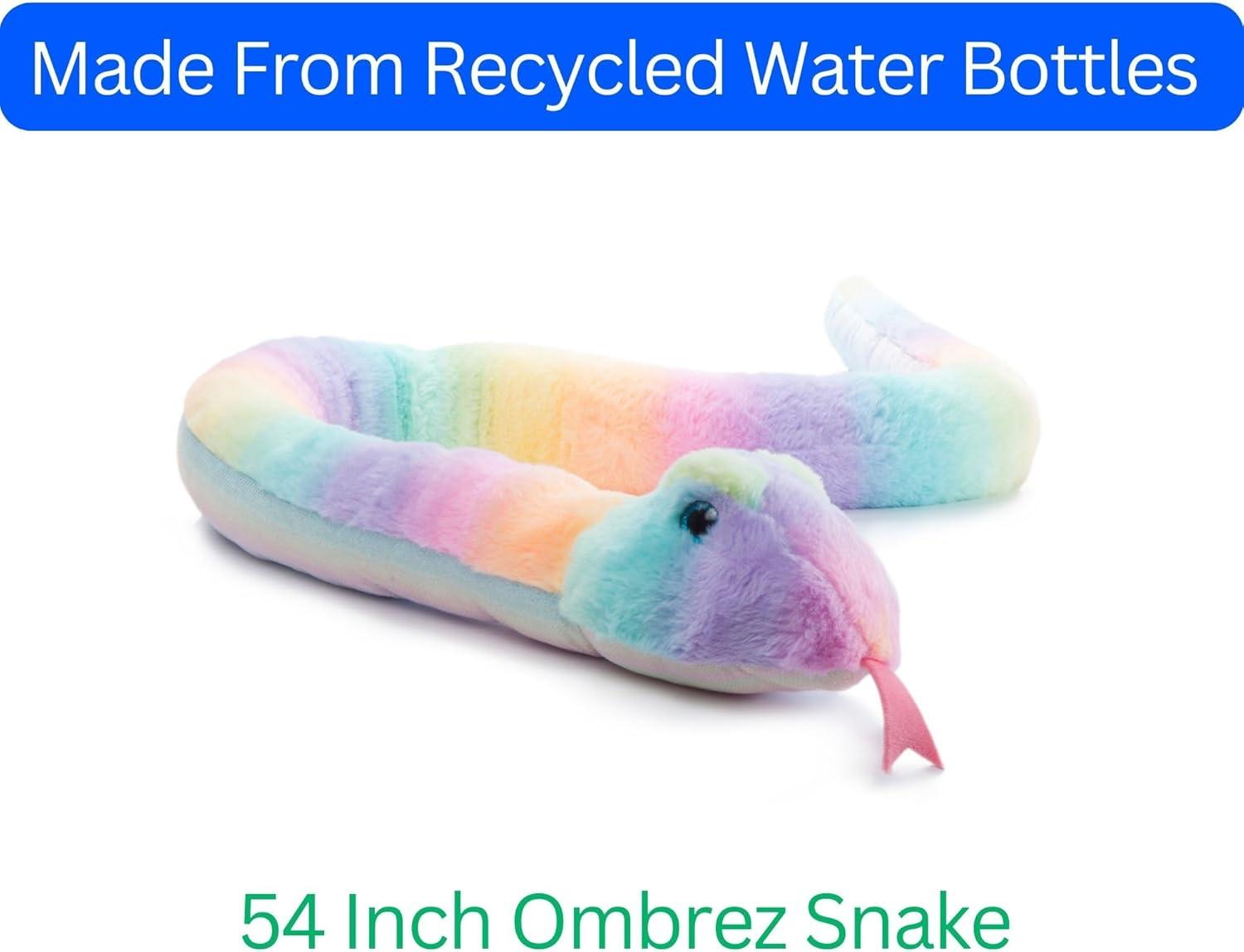 image:imageThe Petting Zoo Snake Stuffed Animal Plushie Ombrez Zoo Animals Rainbow Snake Plush Toy 54 inches