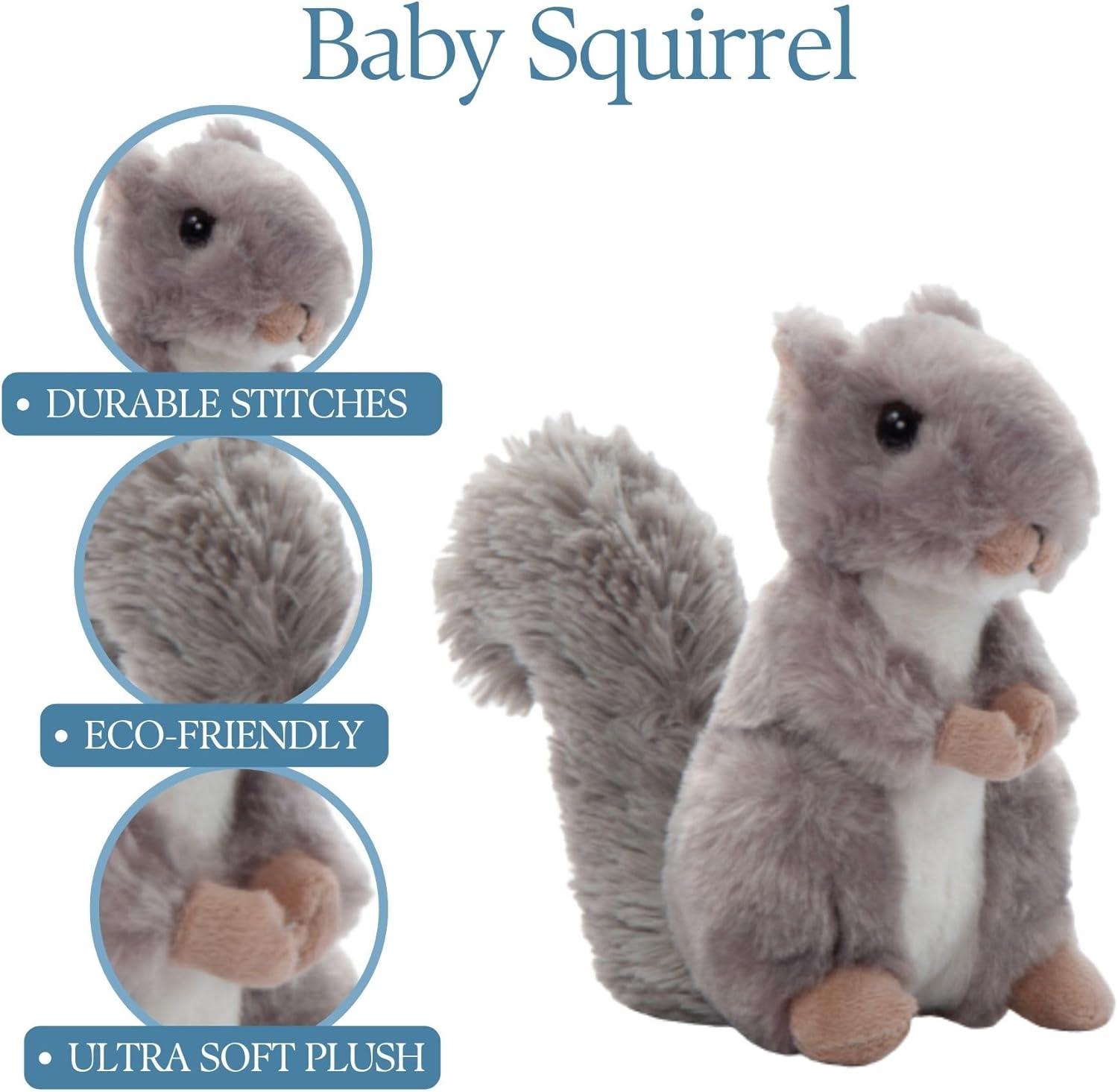 image:imageThe Petting Zoo Squirrel Stuffed Animal Plushie Gifts for Kids Wild Onez Babiez Wildlife Animals Squirrel Plush Toy 6 inches