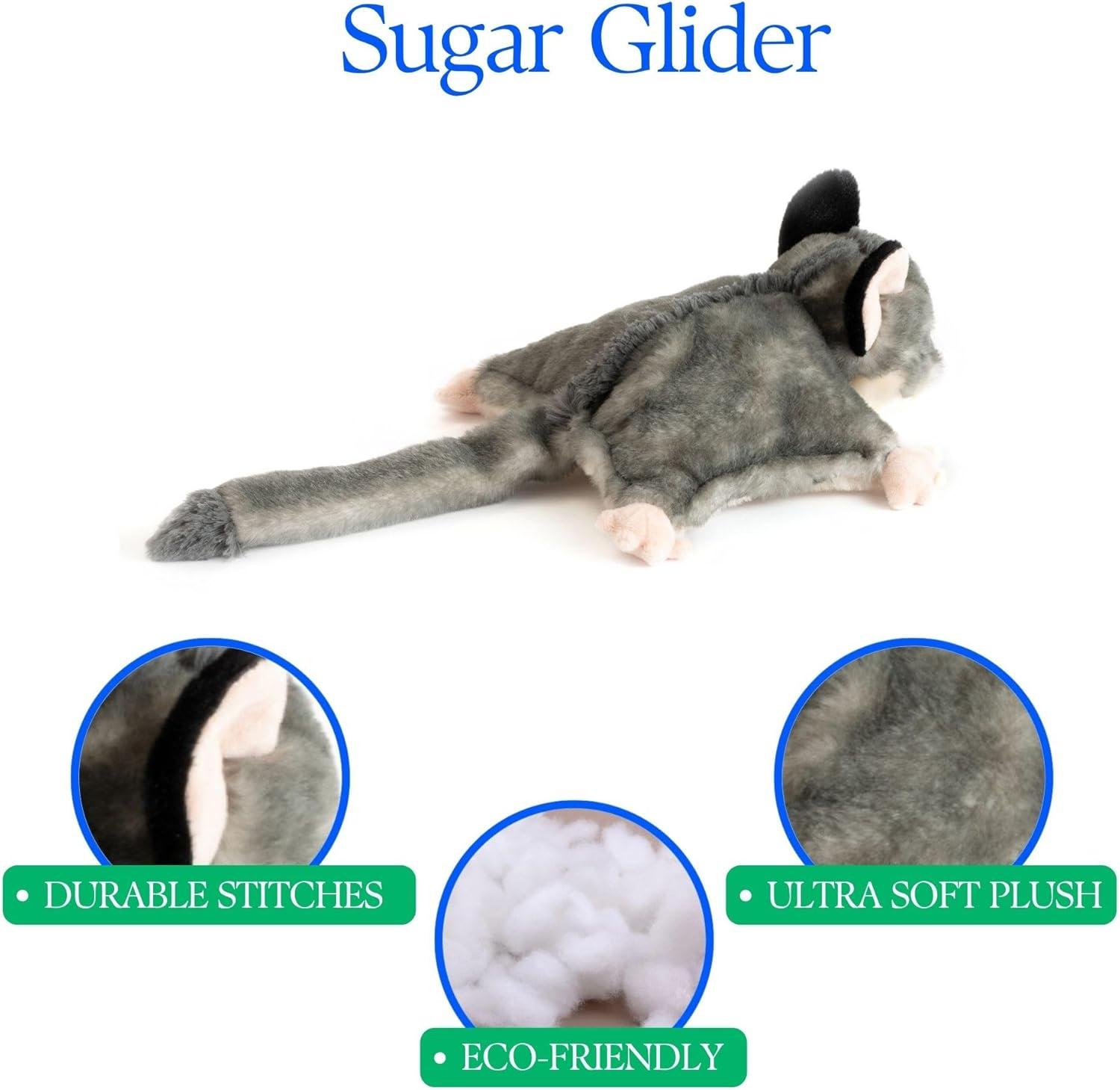 image:imageThe Petting Zoo Sugar Glider Stuffed Animal Plushie Gifts for Kids Wild Onez Wildlife Animals Sugar Glider Plush Toy 9 inches