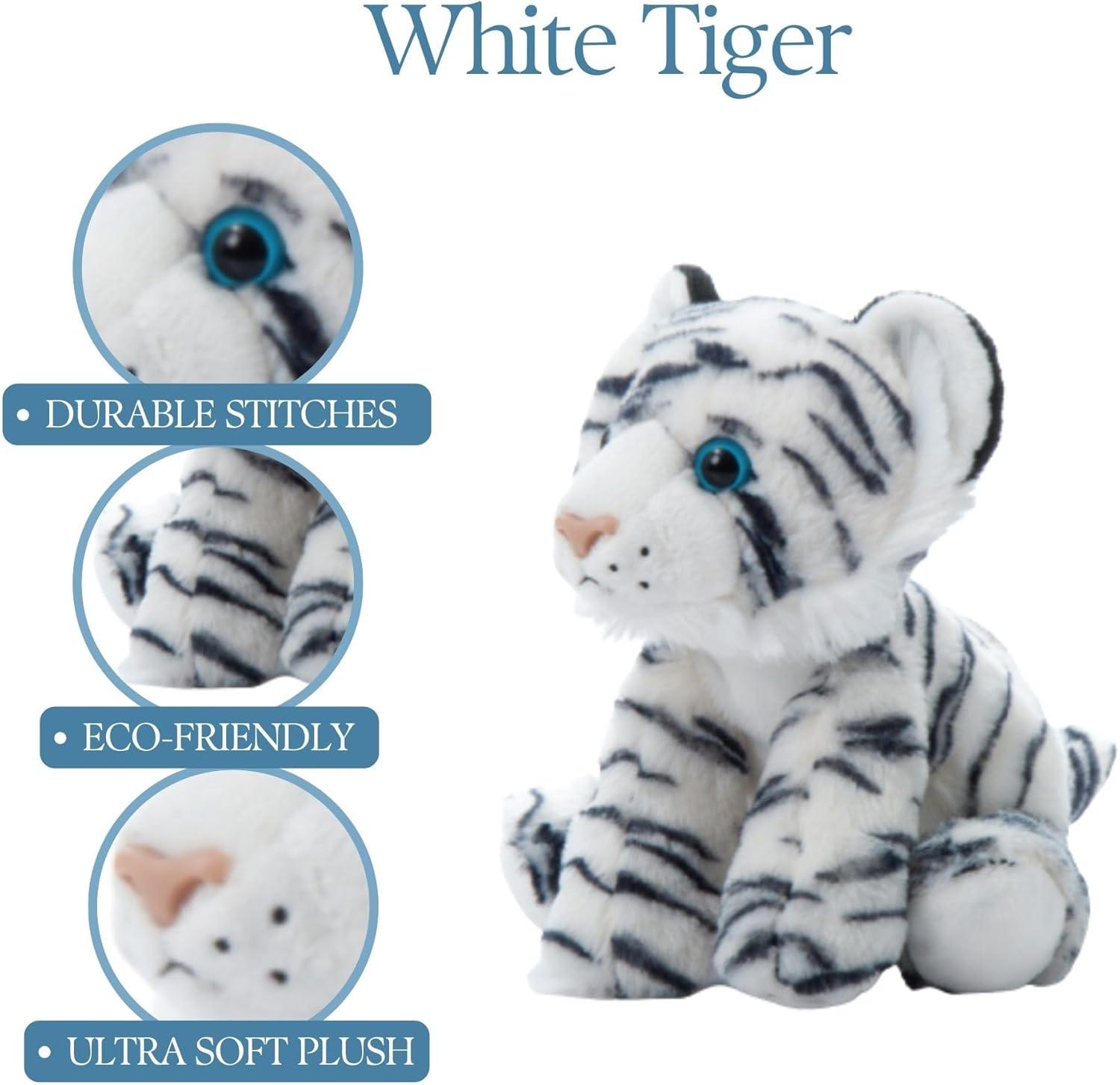 image:imageThe Petting Zoo Tiger Stuffed Animal Gifts for Kids Wild Onez Zoo Animals White Tiger Plush Toy 9 inches
