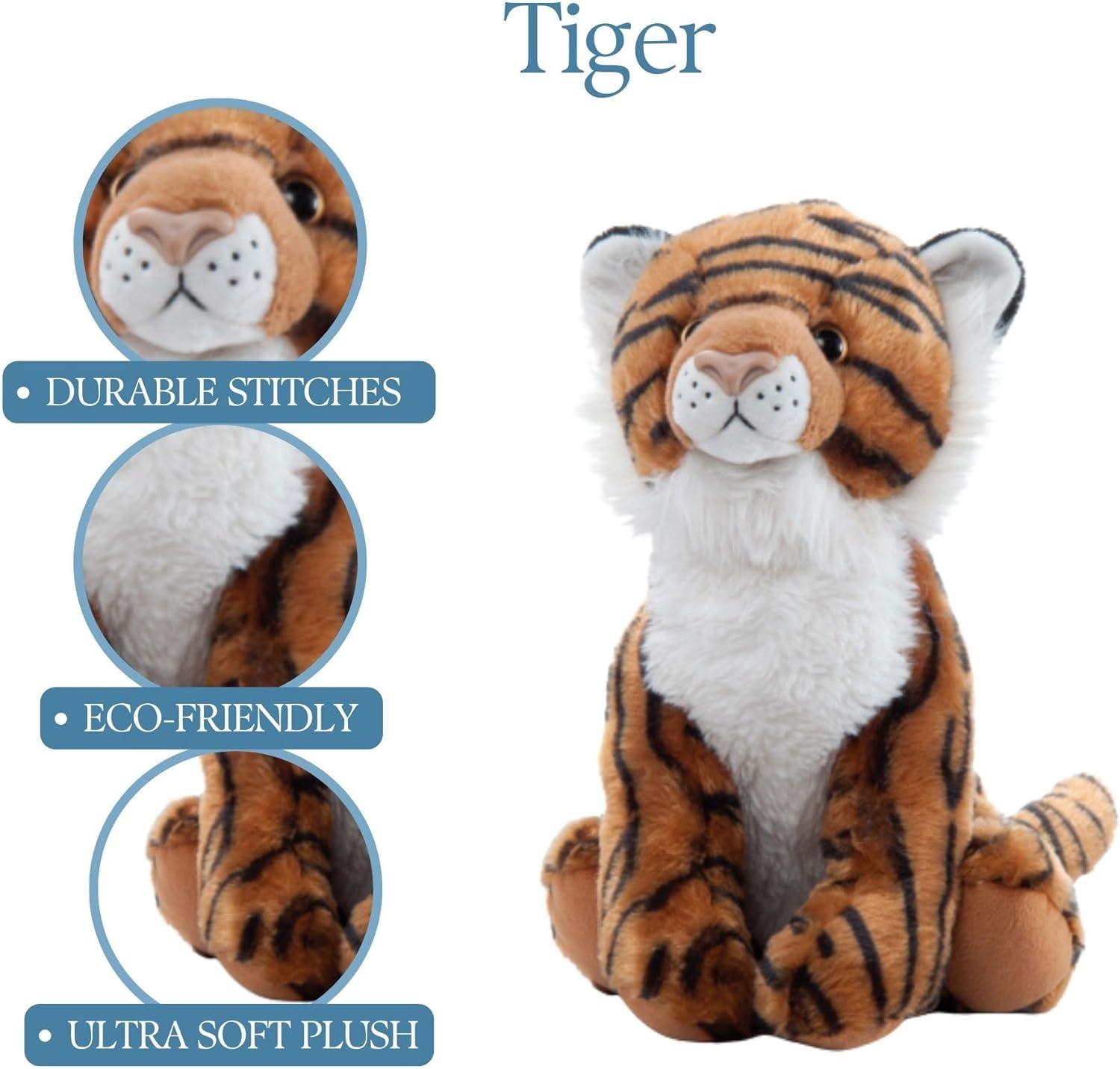 image:imageThe Petting Zoo Tiger Stuffed Animal Plushie Gifts for Kids Wild Onez Zoo Animals Tiger Plush Toy 12 inches