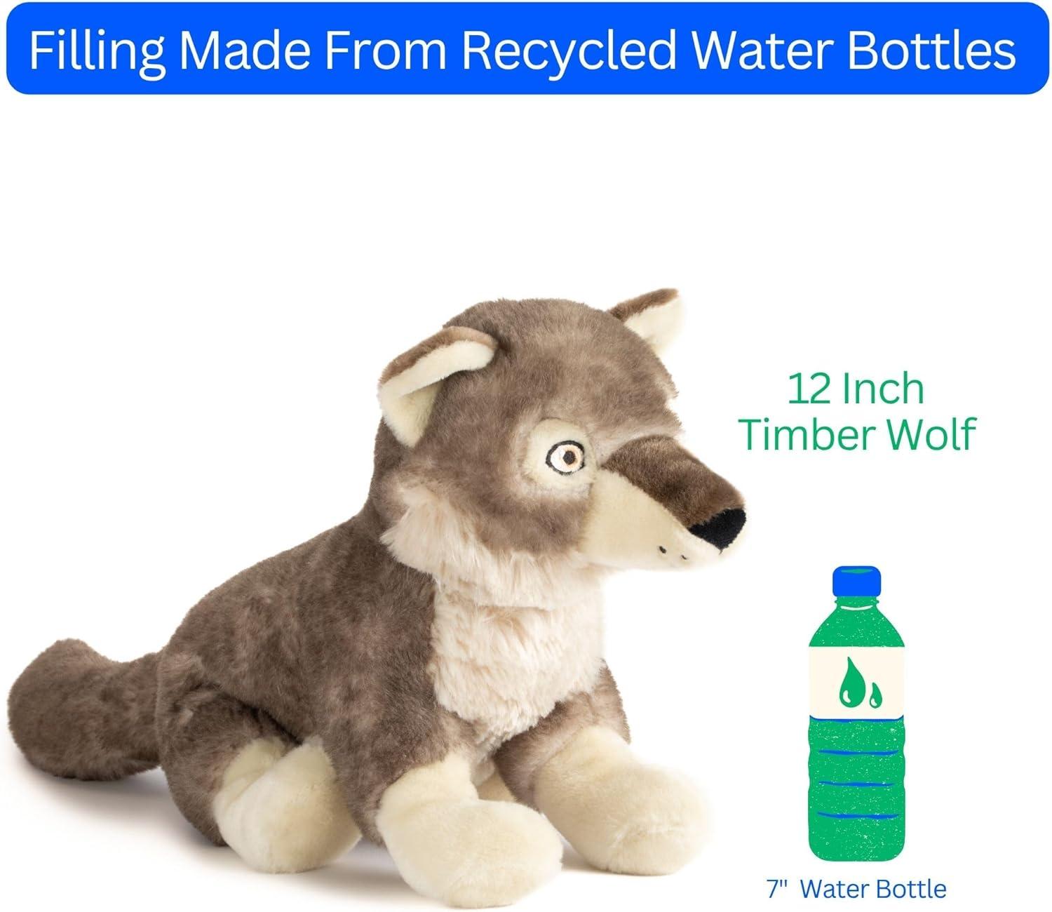 image:imageThe Petting Zoo Timber Wolf Stuffed Animal Plushie Gifts for Kids Earth Keeperz Wildlife Animals Zoologee Brown Timber Wolf Plush Toy 12 inches