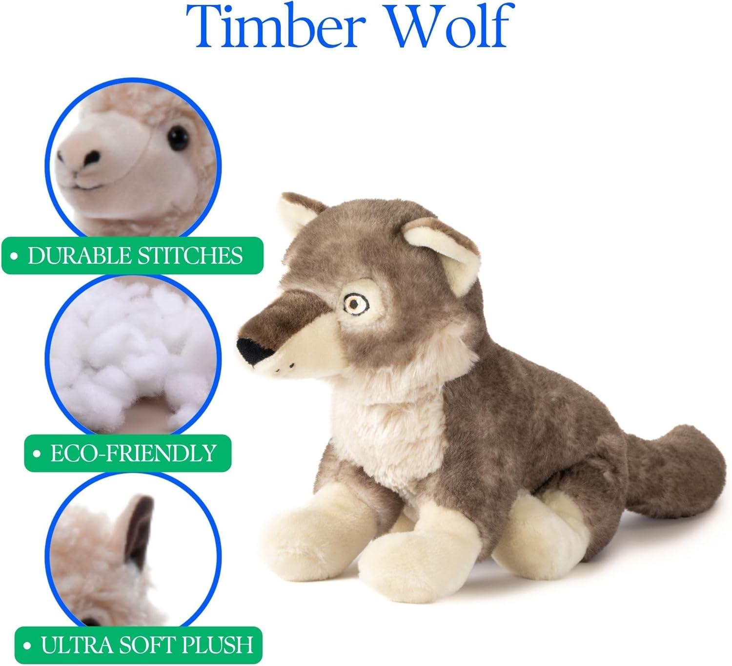 image:imageThe Petting Zoo Timber Wolf Stuffed Animal Plushie Gifts for Kids Earth Keeperz Wildlife Animals Zoologee Brown Timber Wolf Plush Toy 12 inches