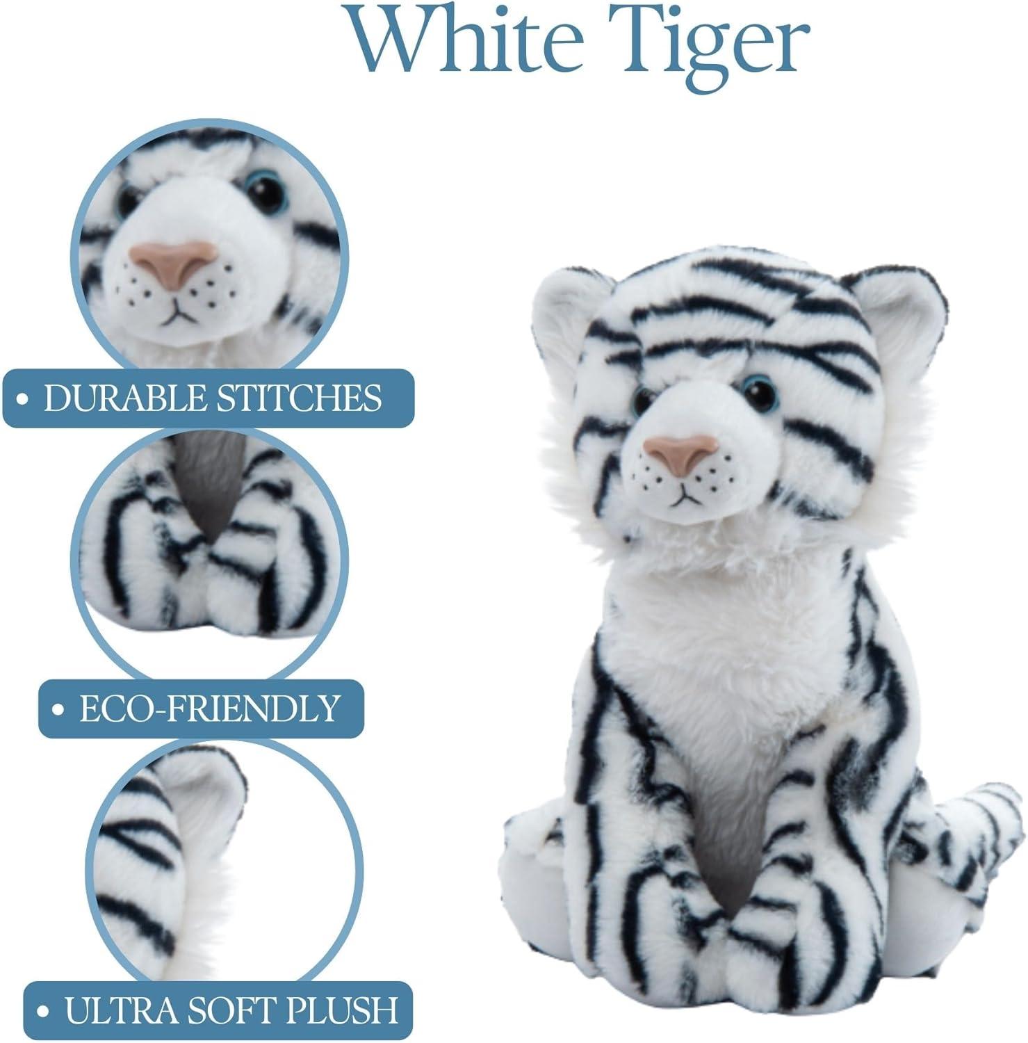 image:imageThe Petting Zoo White Tiger Stuffed Animal Plushie Gifts for Kids Wild Onez Zoo Animals White Tiger Plush Toy 12 inches