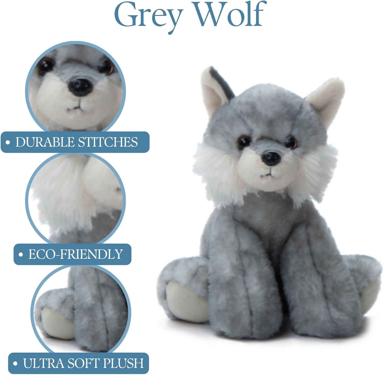 image:imageThe Petting Zoo Wolf Stuffed Animal Gifts for Kids Wild Onez Zoo Animals Grey Wolf Plush Toy 9 inchesSmall Pack of 2