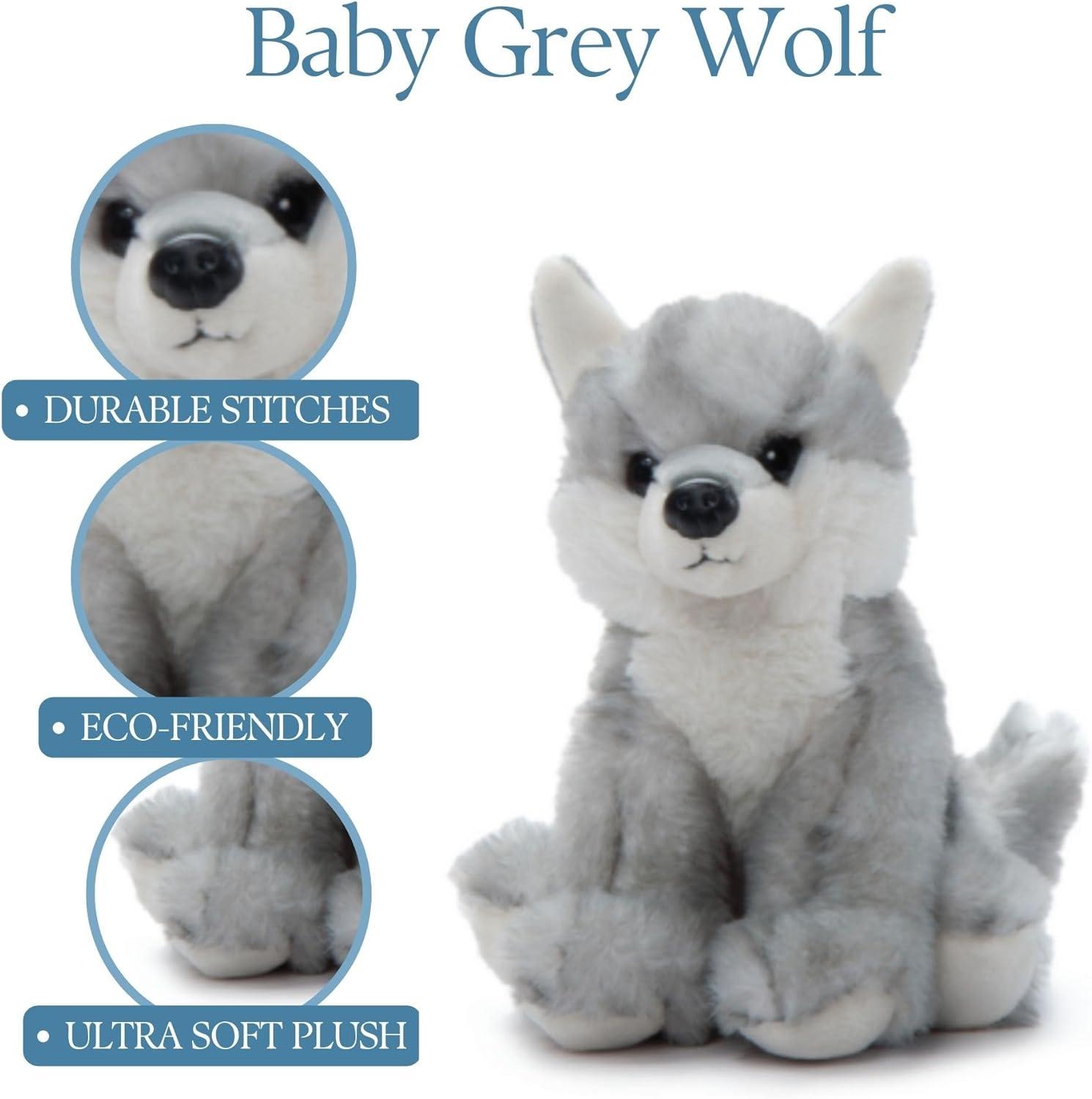 image:imageThe Petting Zoo Wolf Stuffed Animal Plushie Gifts for Kids Wild Onez Babiez Wildlife Animals Grey Wolf Plush Toy 6 inches6 in
