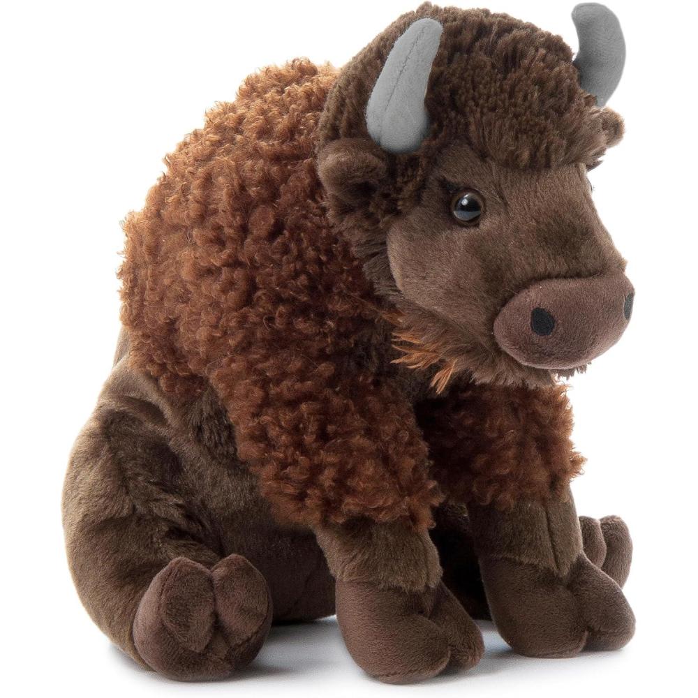 image:imageThe Petting Zoo Bison Stuffed Animal Gifts for Kids Wild Onez Zoo Animals Sitting Bison Plush Toy 12 inches