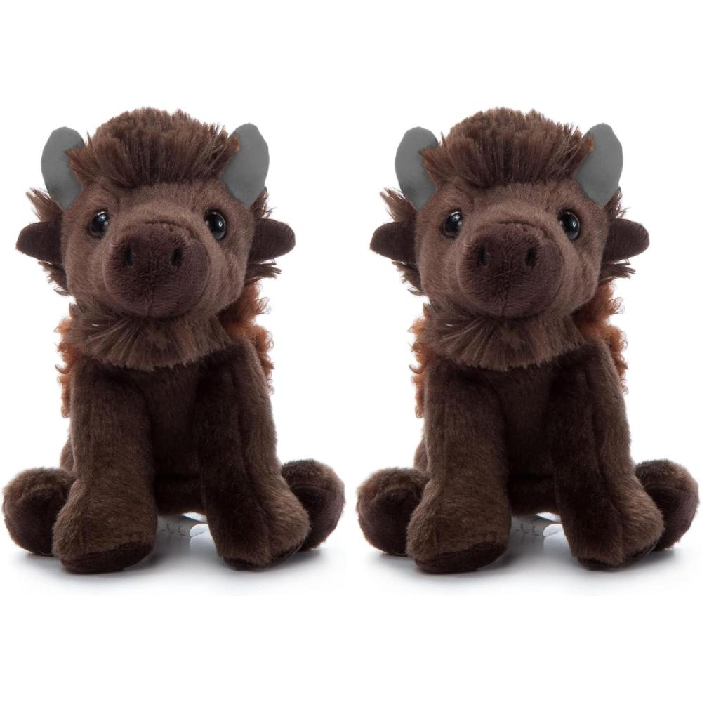 image:imageThe Petting Zoo Bison Stuffed Animal Plushie Gifts for Kids Wild Onez Babiez Zoo Animals Bison Plush Toy 6 inches6 in Pack of 2