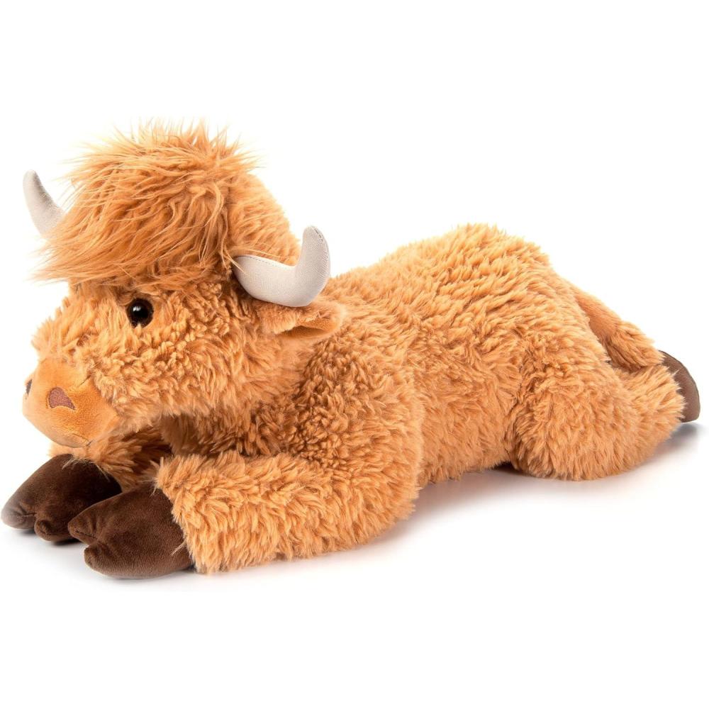 image:imageThe Petting Zoo Floppy Highland Cow Plushie Stuffed Animal Gifts for Kids Wild Onez Wildlife Animals Blonde Cow Plush Toy 24 inches