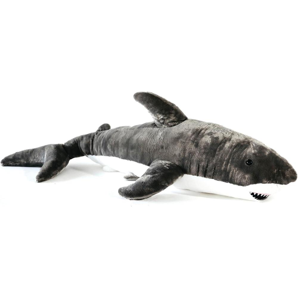 image:imageThe Petting Zoo Great White Shark Animal Plushie Gifts for Kids Wild Onez Sealife Animals Grey Shark Plush Toy 72 inches