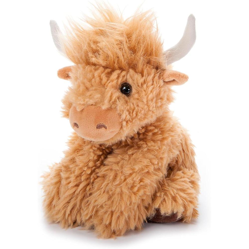 image:imageThe Petting Zoo Highland Cow Plushie Stuffed Animal Gifts for Kids Wild Onez Wildlife Animals Blonde Cow Plush Toy 9 inches