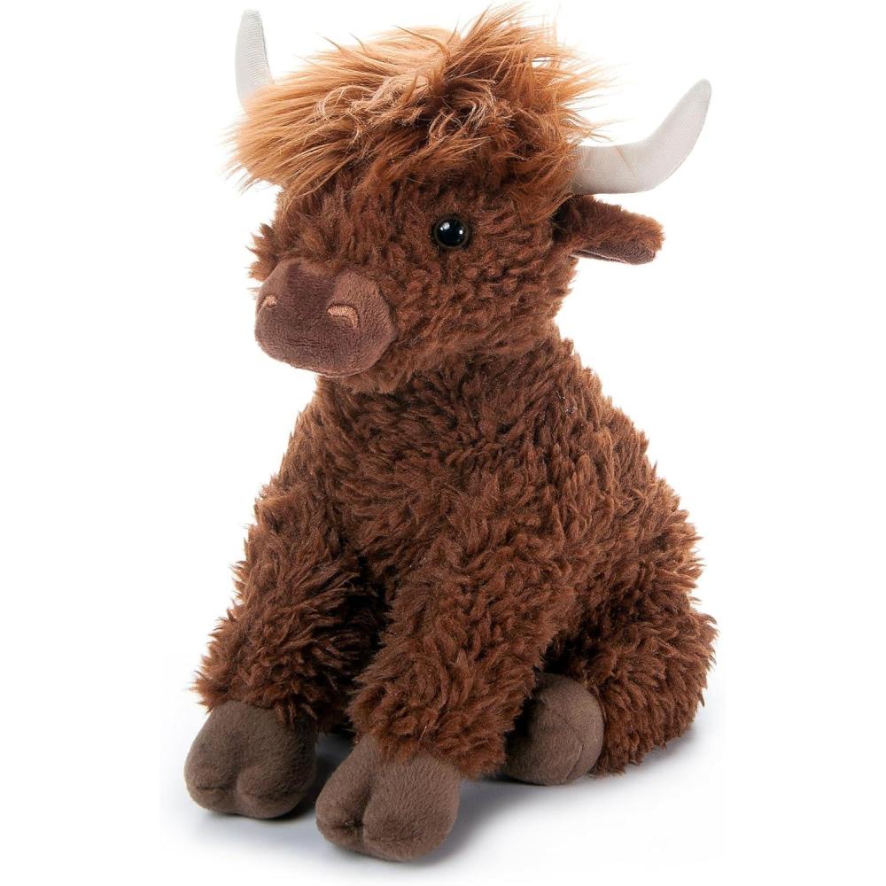 image:imageThe Petting Zoo Highland Cow Plushie Stuffed Animal Gifts for Kids Wild Onez Wildlife Animals Brown Cow Plush Toy 12 inches