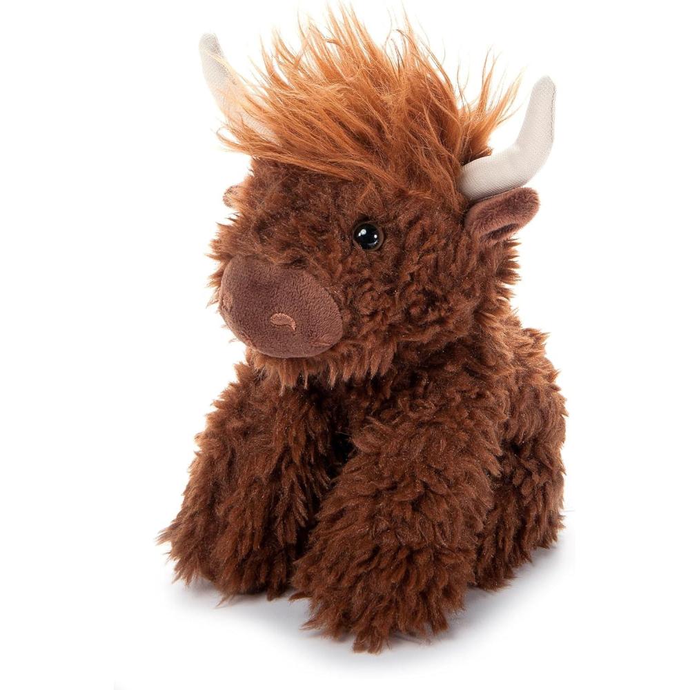 image:imageThe Petting Zoo Highland Cow Plushie Stuffed Animal Gifts for Kids Wild Onez Wildlife Animals Brown Cow Plush Toy 9 inches
