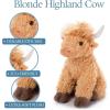 The Petting Zoo Highland Cow Plushie Stuffed Animal, Gifts for Kids, Wild Onez Wildlife Animals, Blonde Cow Plush Toy, 12 inches